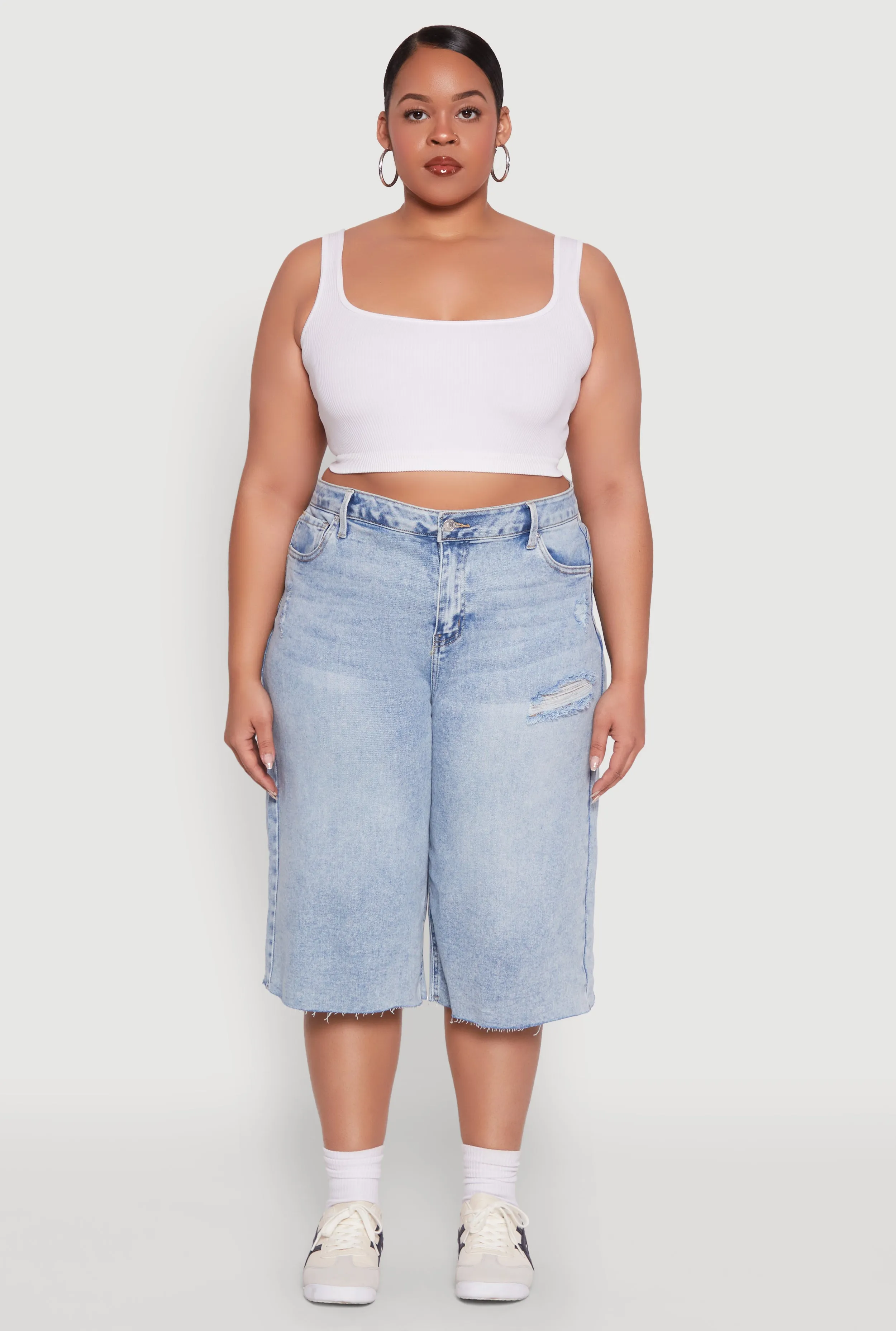 Plus Size Raw Hem Distressed Jorts sold by Rainbow product image thumbnail 2