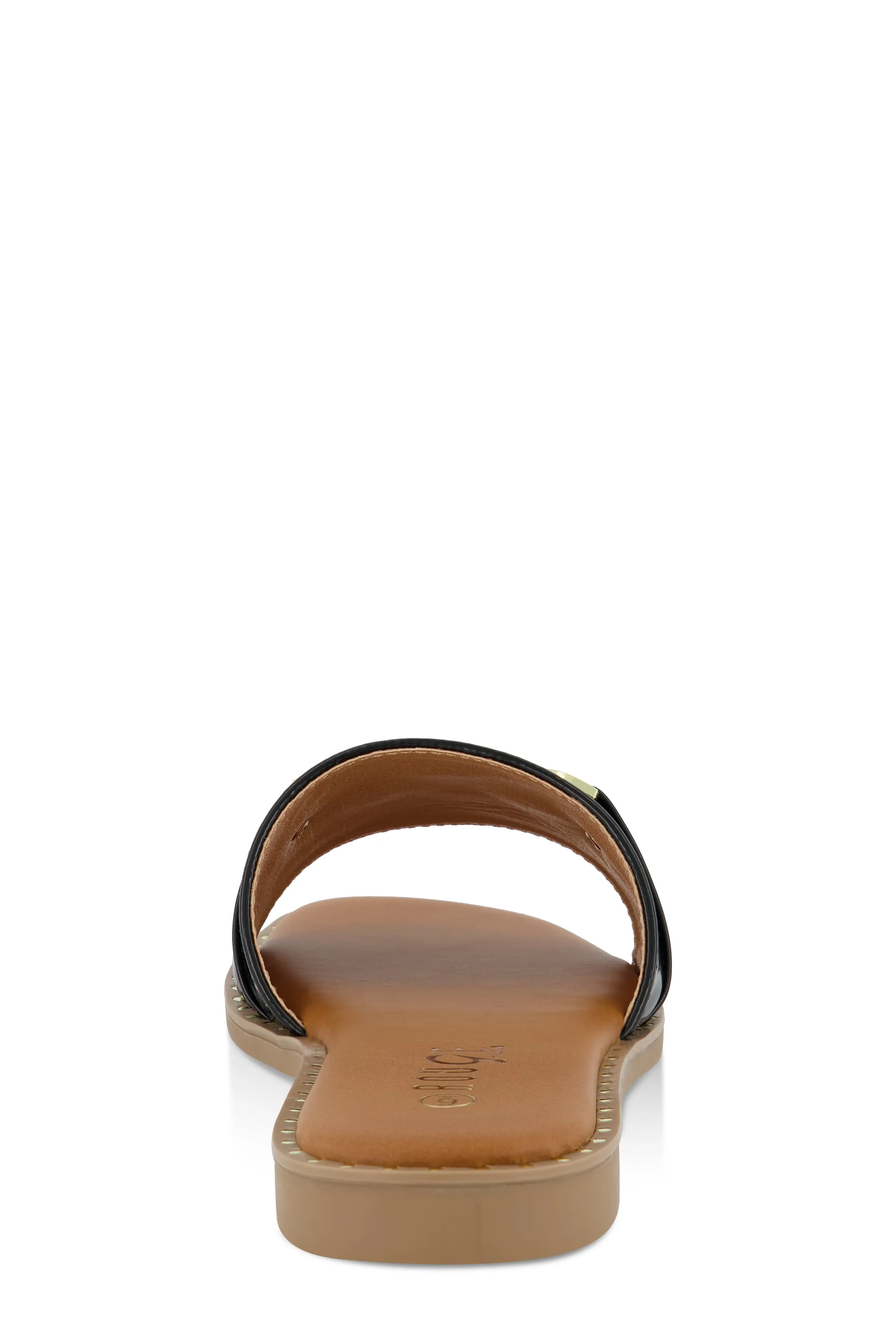 Metallic Pendant Faux Patent Leather Slide Sandals sold by Rainbow product image thumbnail 3