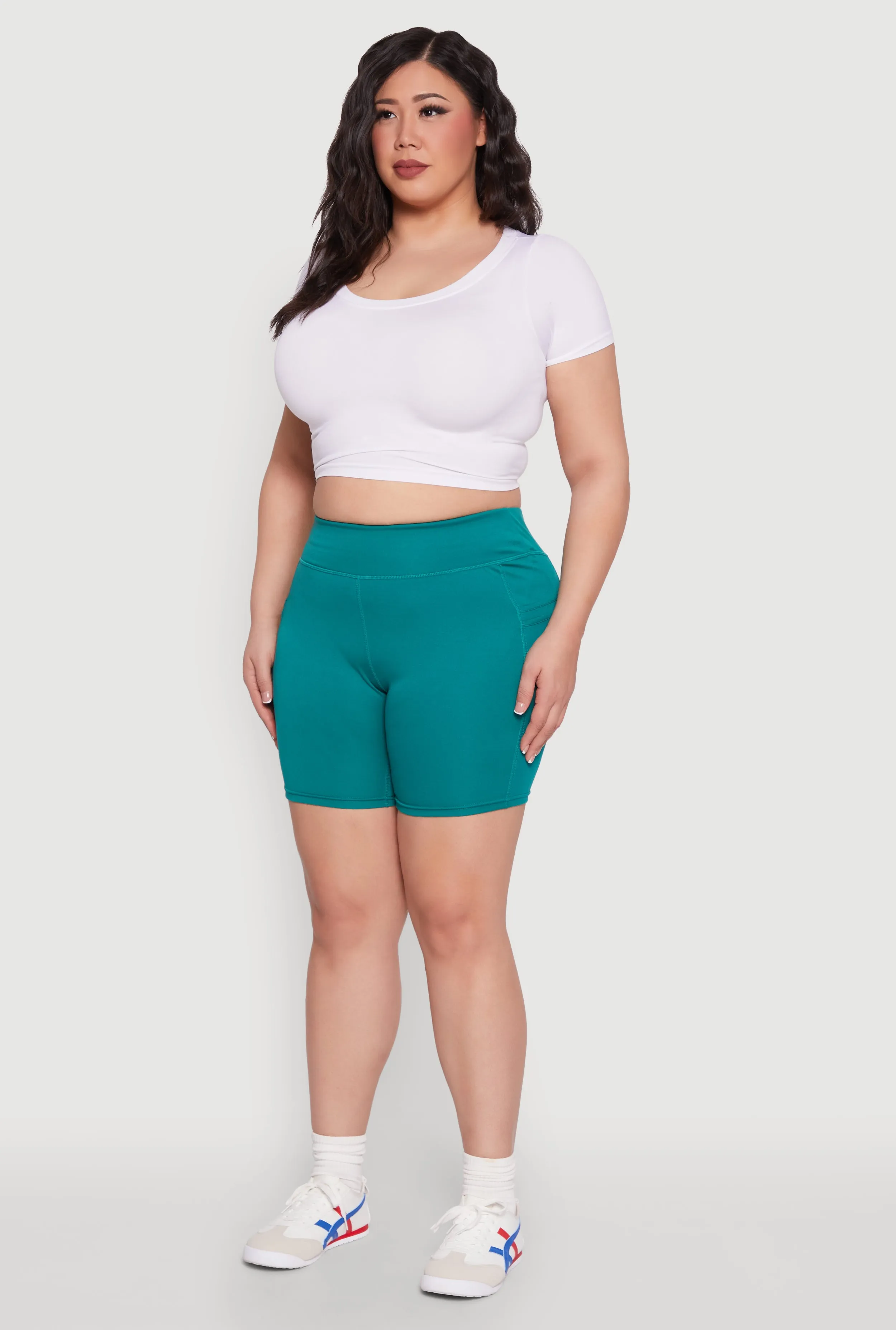 Plus Size Cell Phone Side Pocket Biker Shorts sold by Rainbow product image thumbnail 3