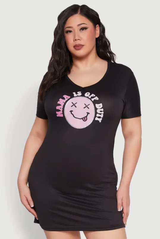Plus Size Mama Is Off Duty Sleepshirt sold by Rainbow