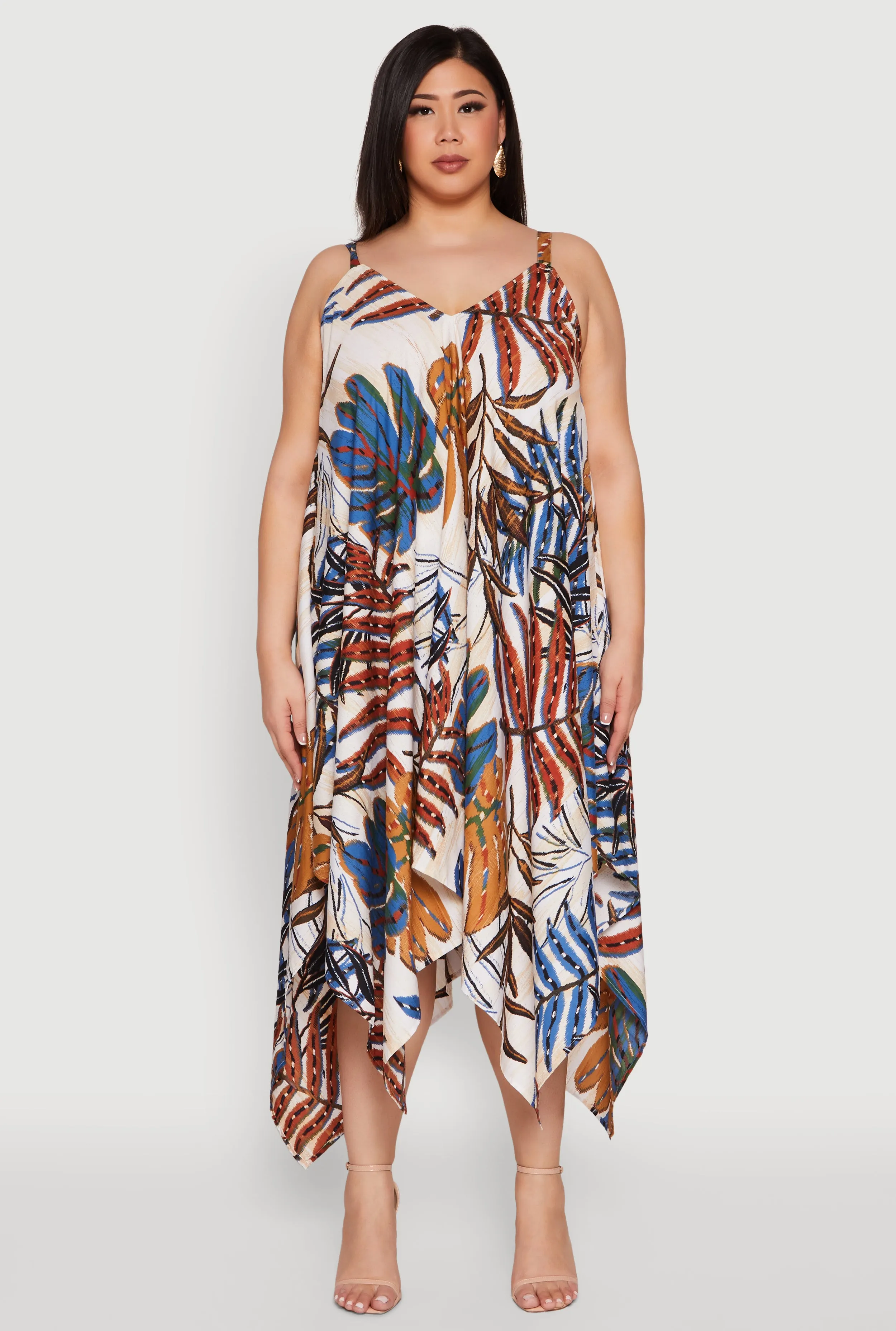 Plus Size Leaf Print Sharkbite Hem Dress sold by Rainbow product image thumbnail 2