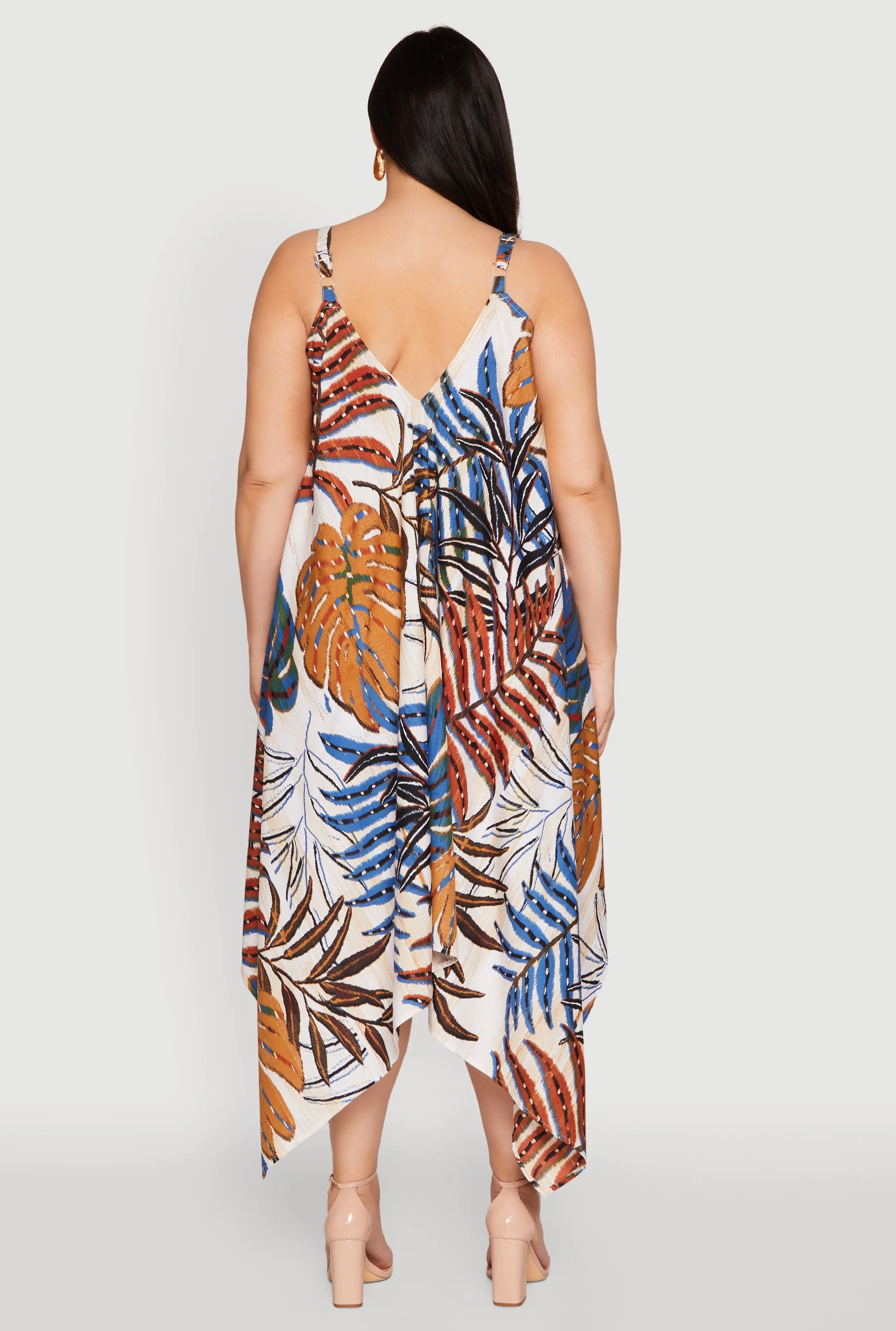 Plus Size Leaf Print Sharkbite Hem Dress sold by Rainbow product image thumbnail 5