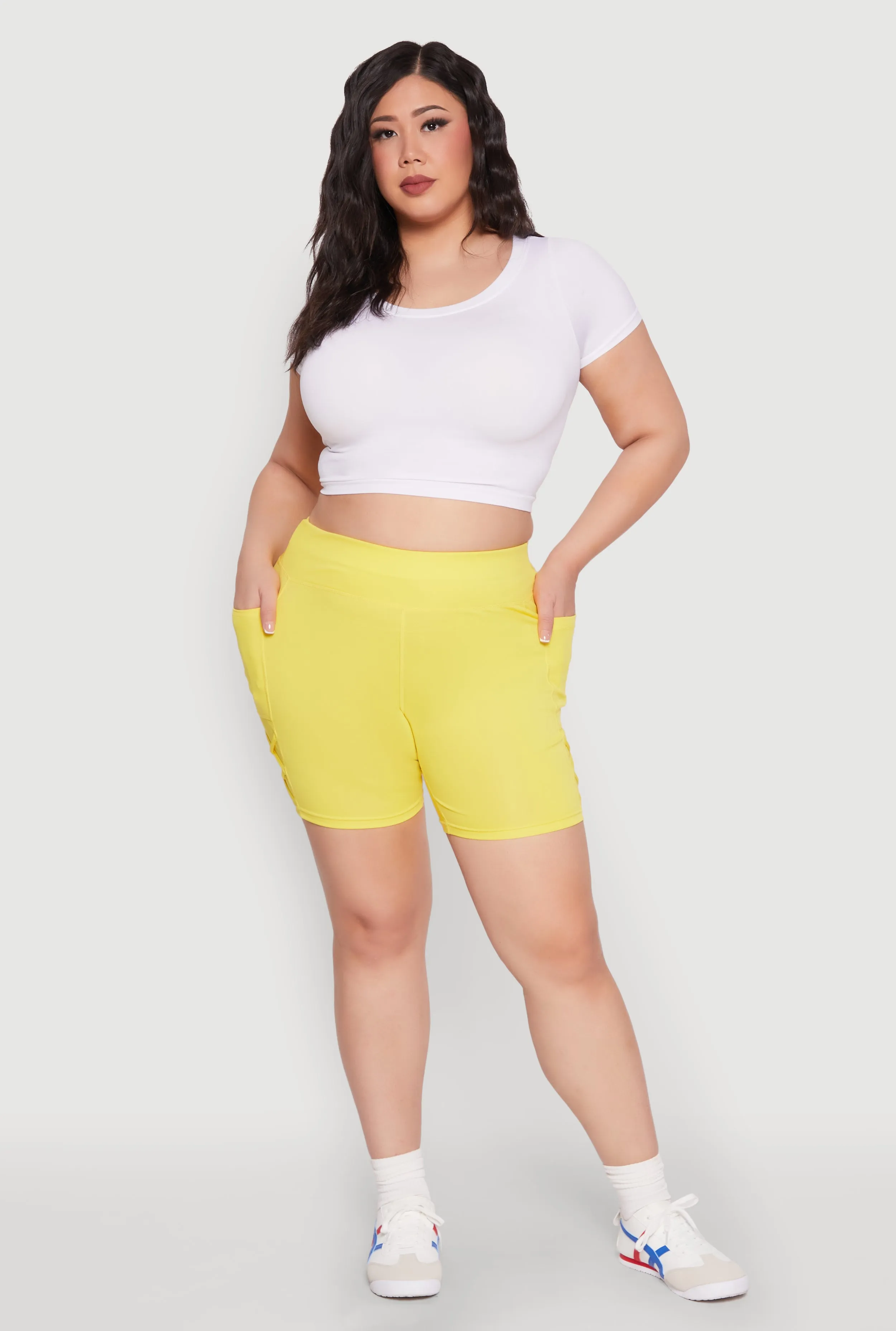 Plus Size Caged Mesh Detail Side Pocket Bike Shorts sold by Rainbow product image thumbnail 2