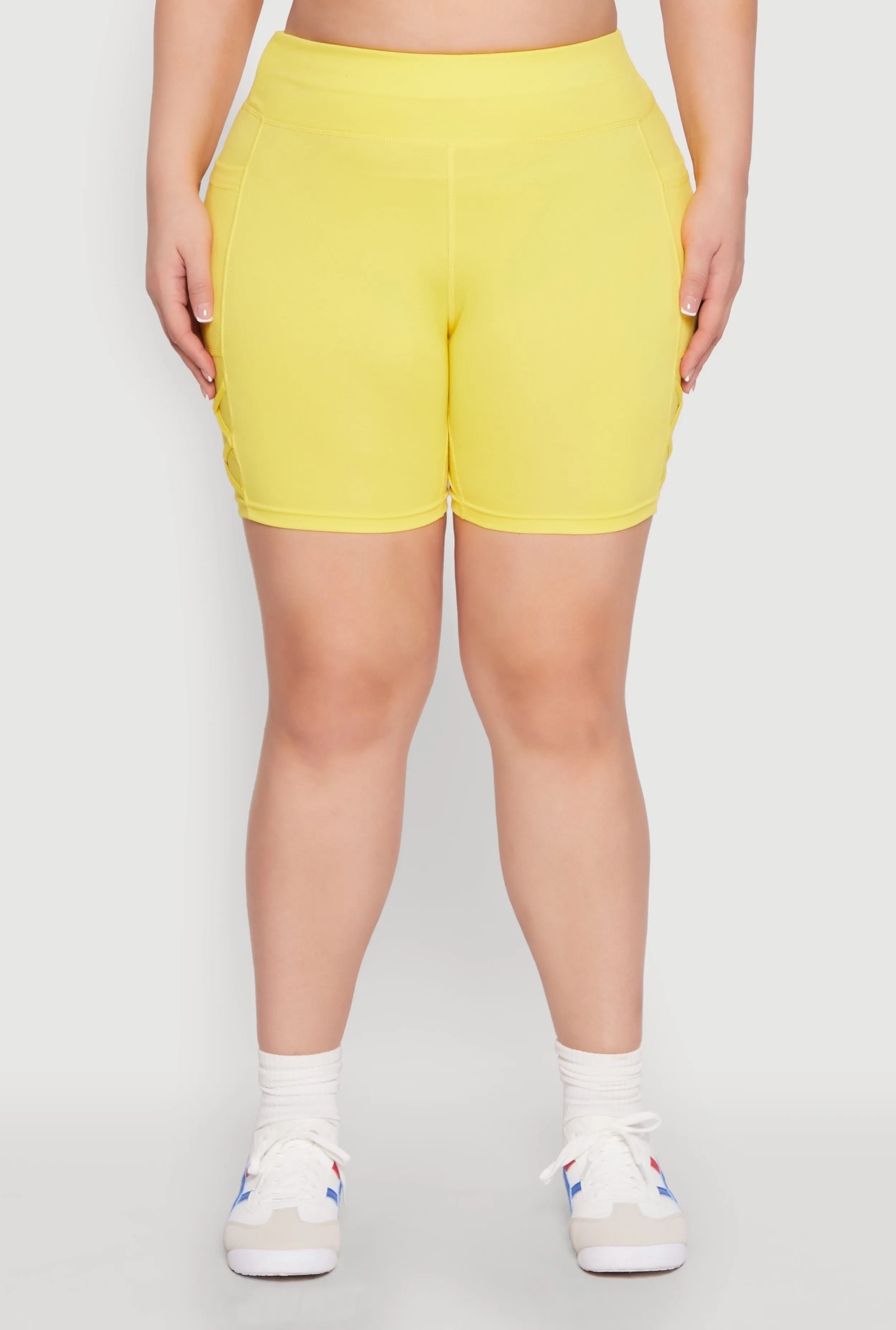 Plus Size Caged Mesh Detail Side Pocket Bike Shorts sold by Rainbow product image thumbnail 5
