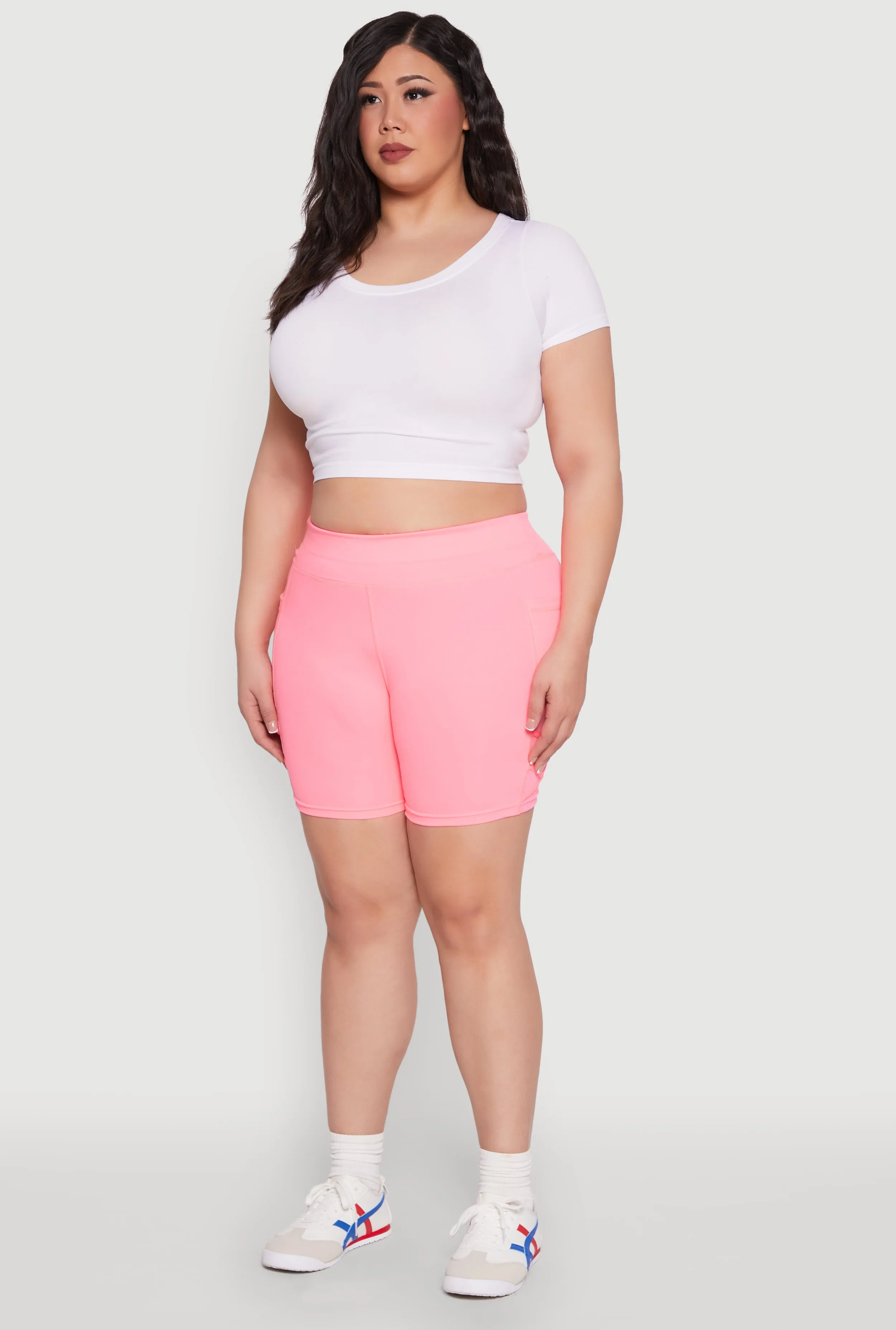 Plus Size Caged Mesh Detail Side Pocket Bike Shorts sold by Rainbow product image thumbnail 3