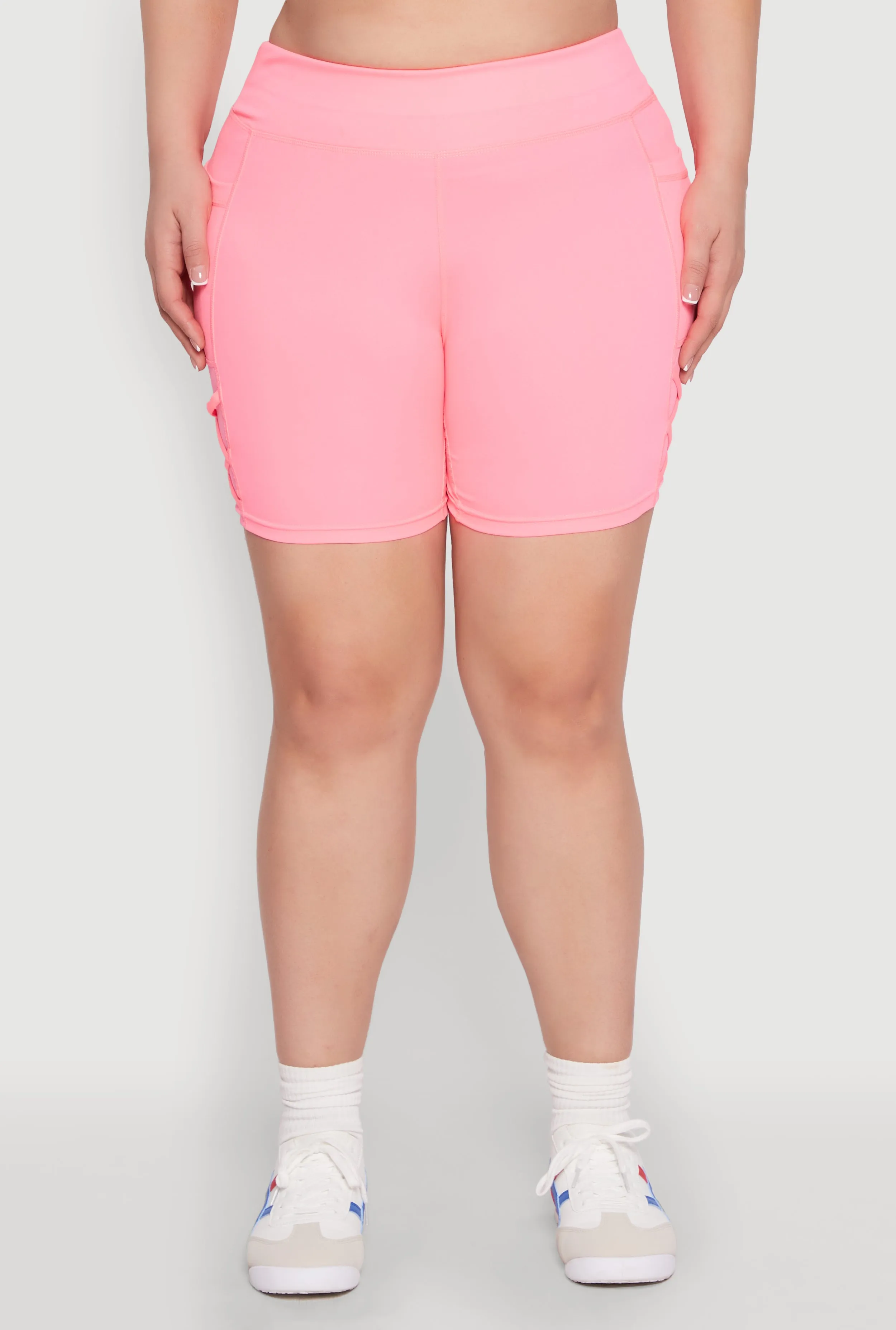 Plus Size Caged Mesh Detail Side Pocket Bike Shorts sold by Rainbow product image thumbnail 5