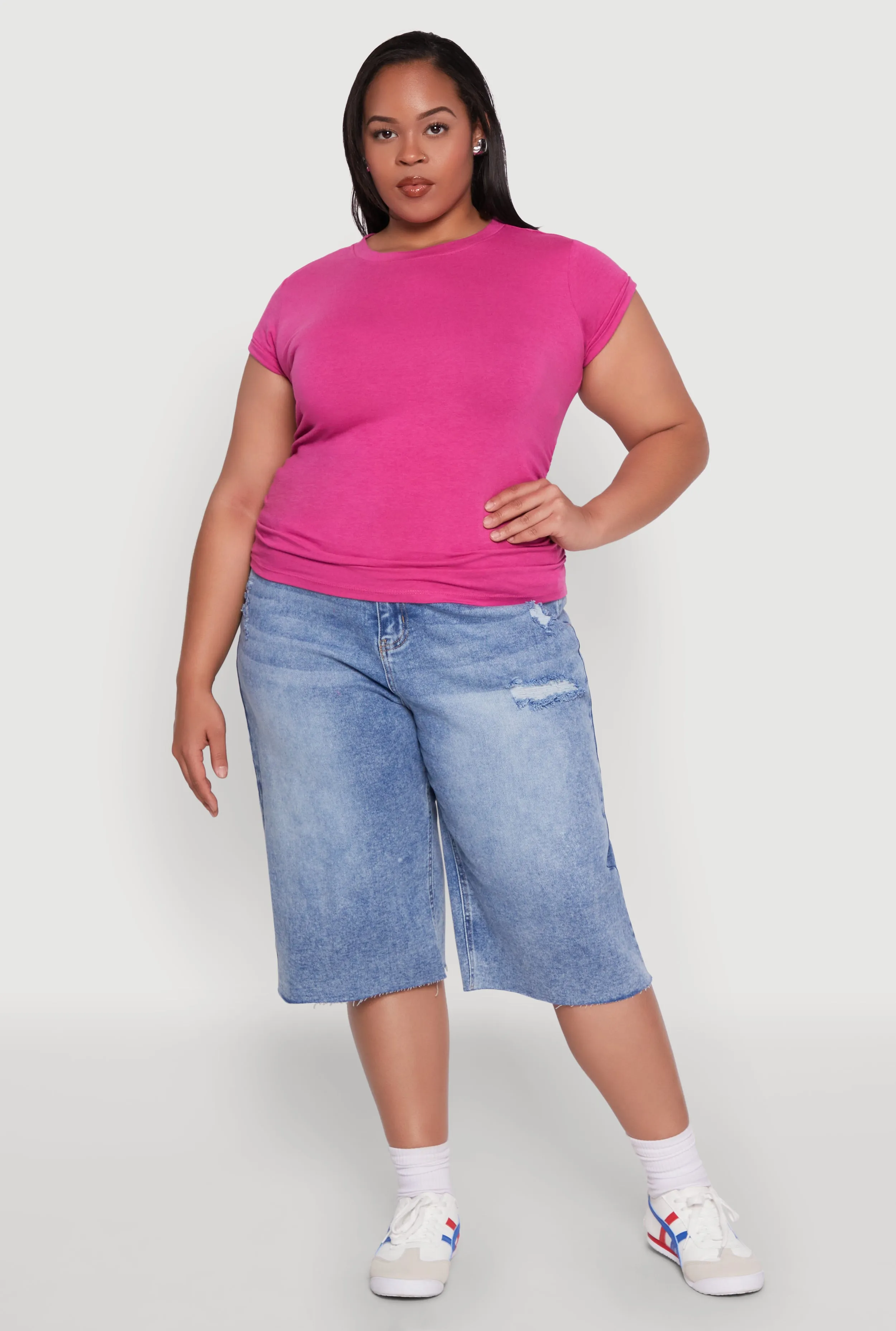 Plus Size Side Ruched Tee sold by Rainbow