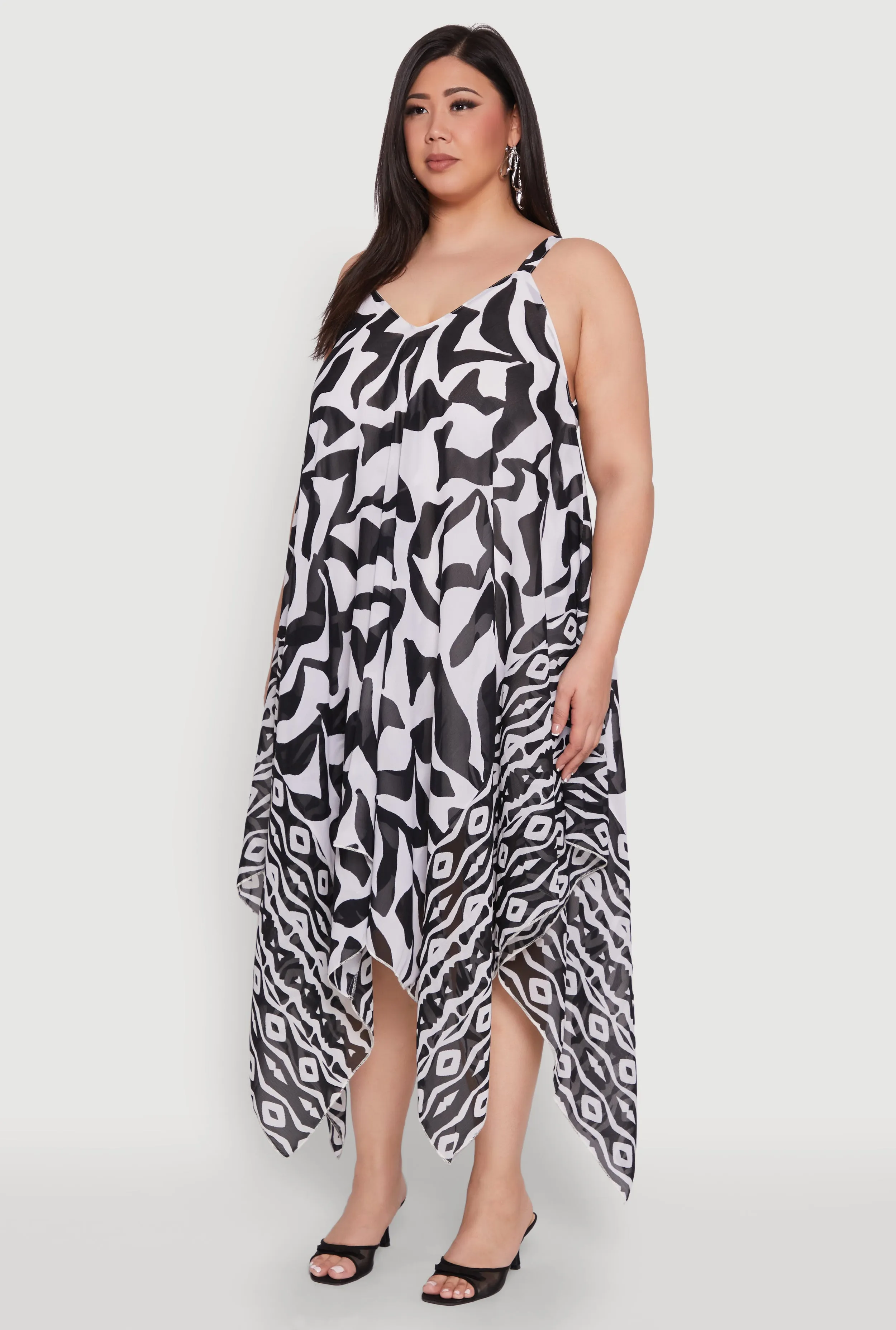 Plus Size Border Print Sharkbite Hem Maxi Dress sold by Rainbow product image thumbnail 3