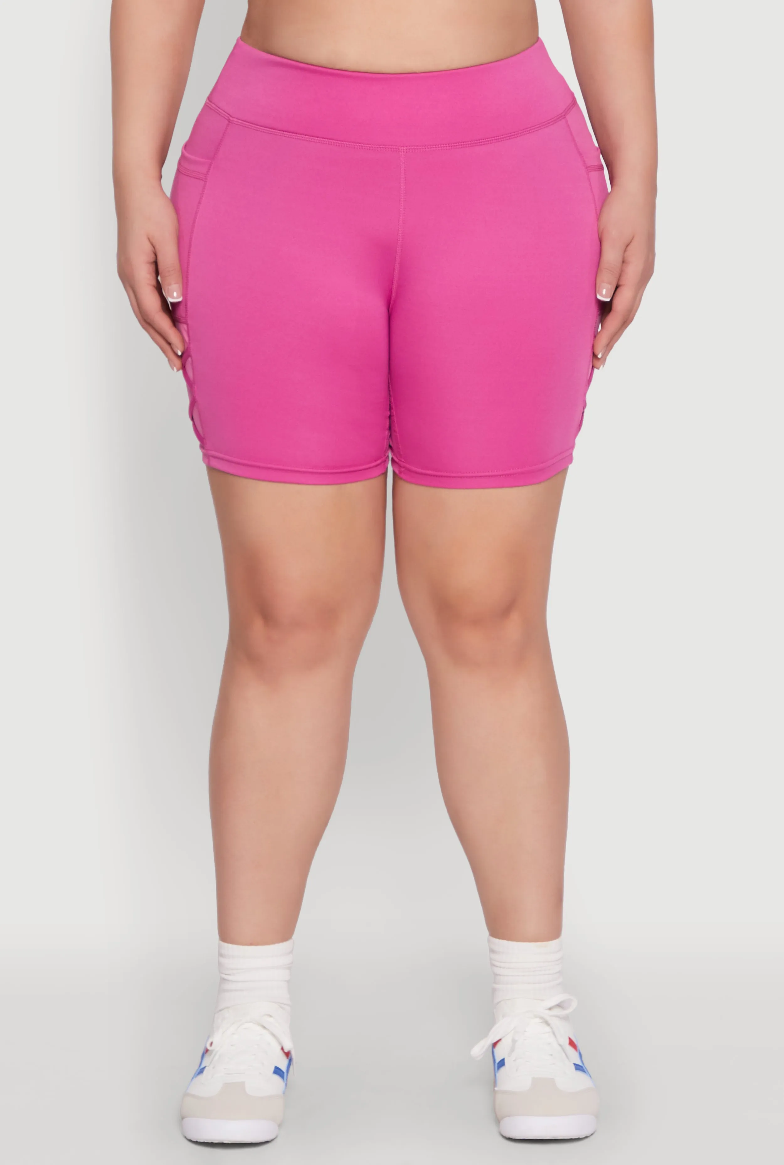 Plus Size Caged Mesh Detail Side Pocket Bike Shorts sold by Rainbow product image thumbnail 5