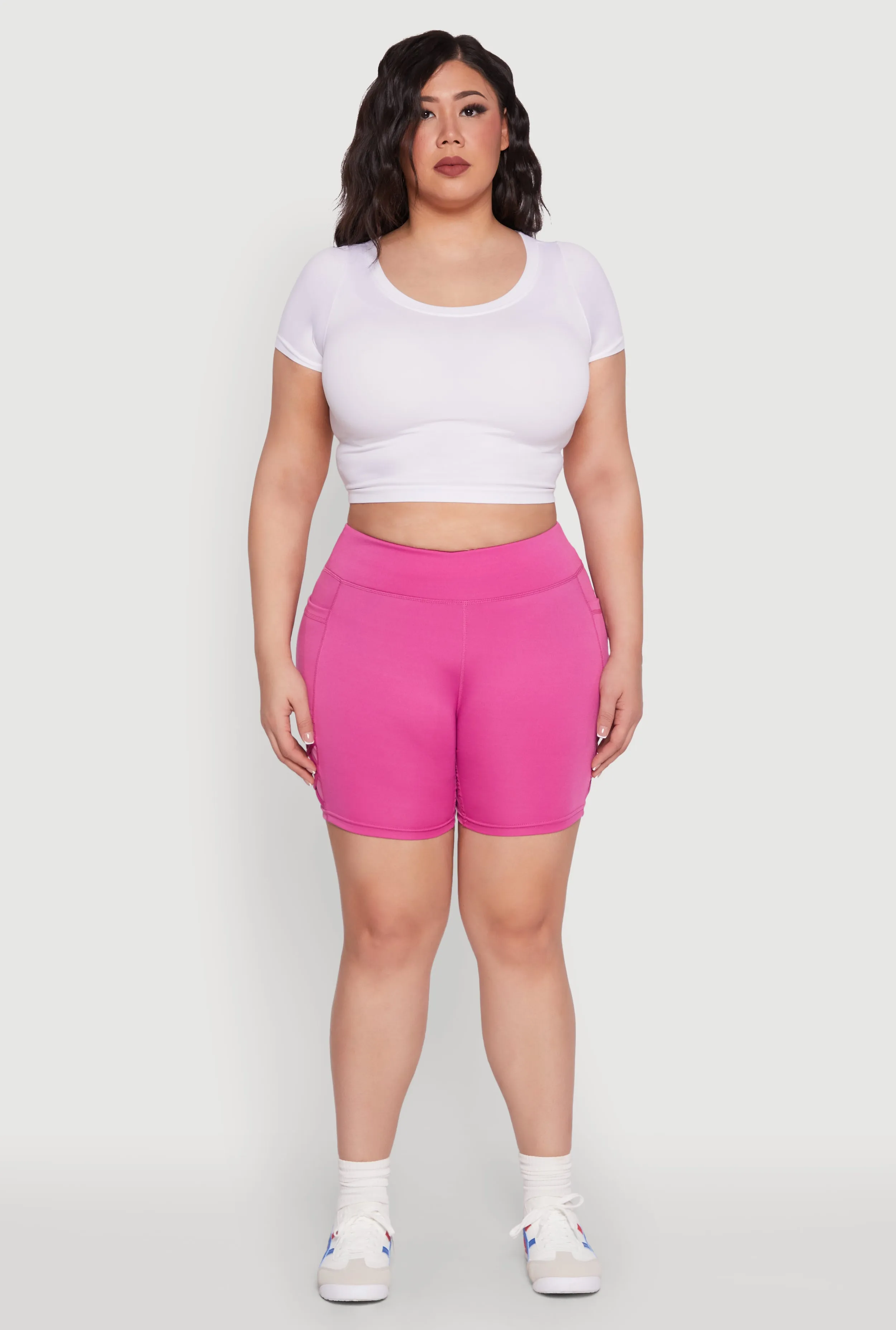 Plus Size Caged Mesh Detail Side Pocket Bike Shorts sold by Rainbow product image thumbnail 2