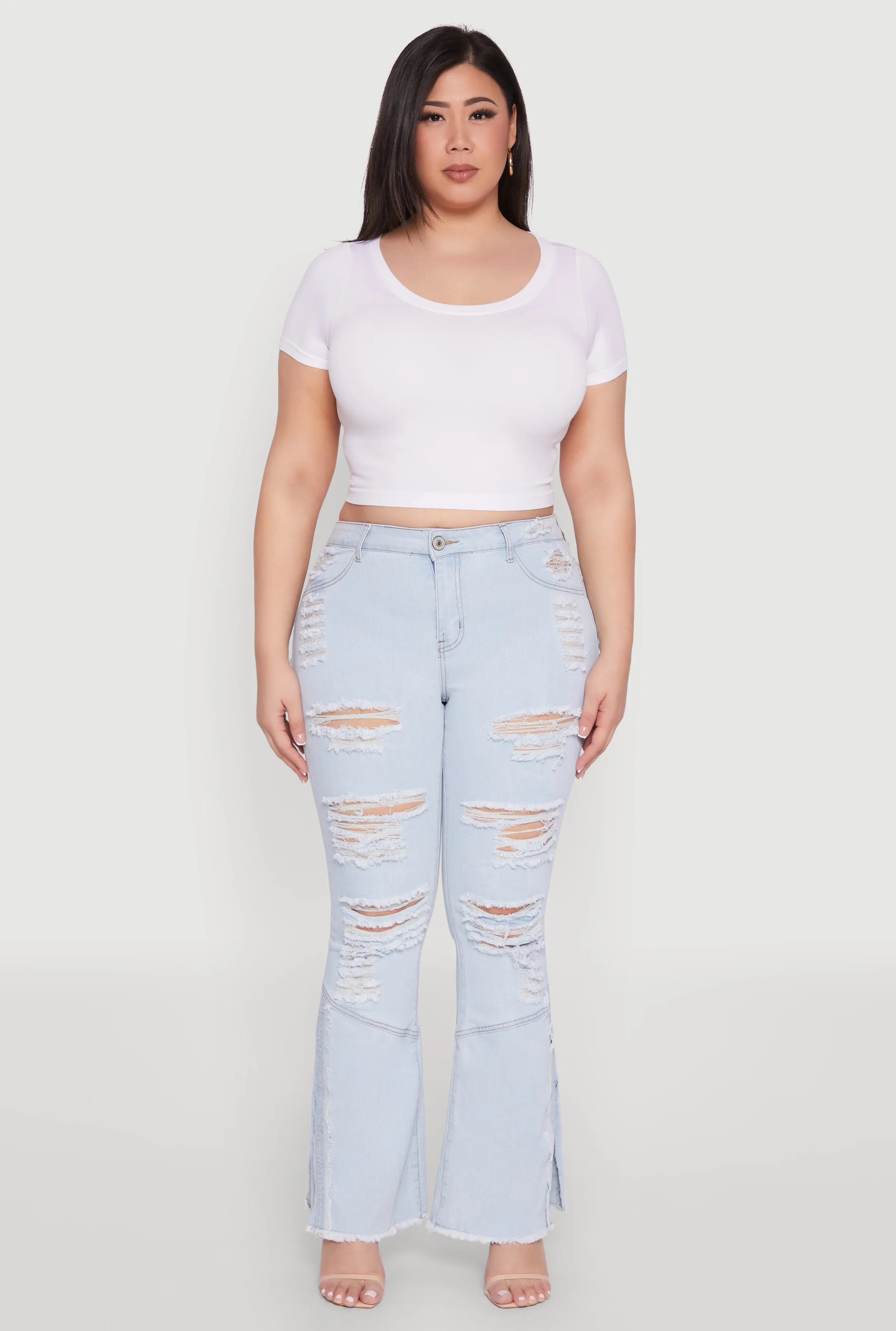 Plus Size Distressed Flared Jeans sold by Rainbow product image thumbnail 2