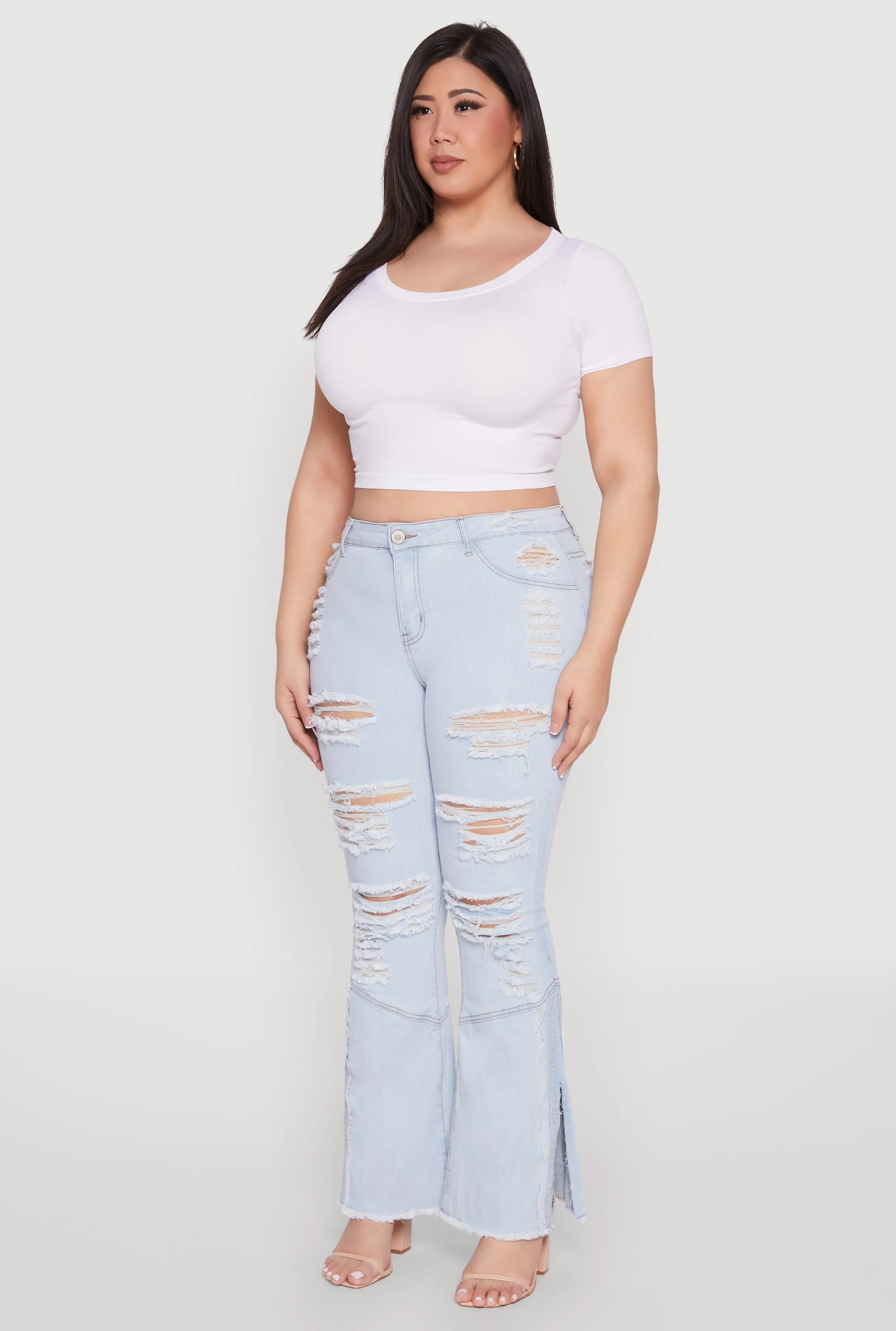 Plus Size Distressed Flared Jeans sold by Rainbow product image thumbnail 3