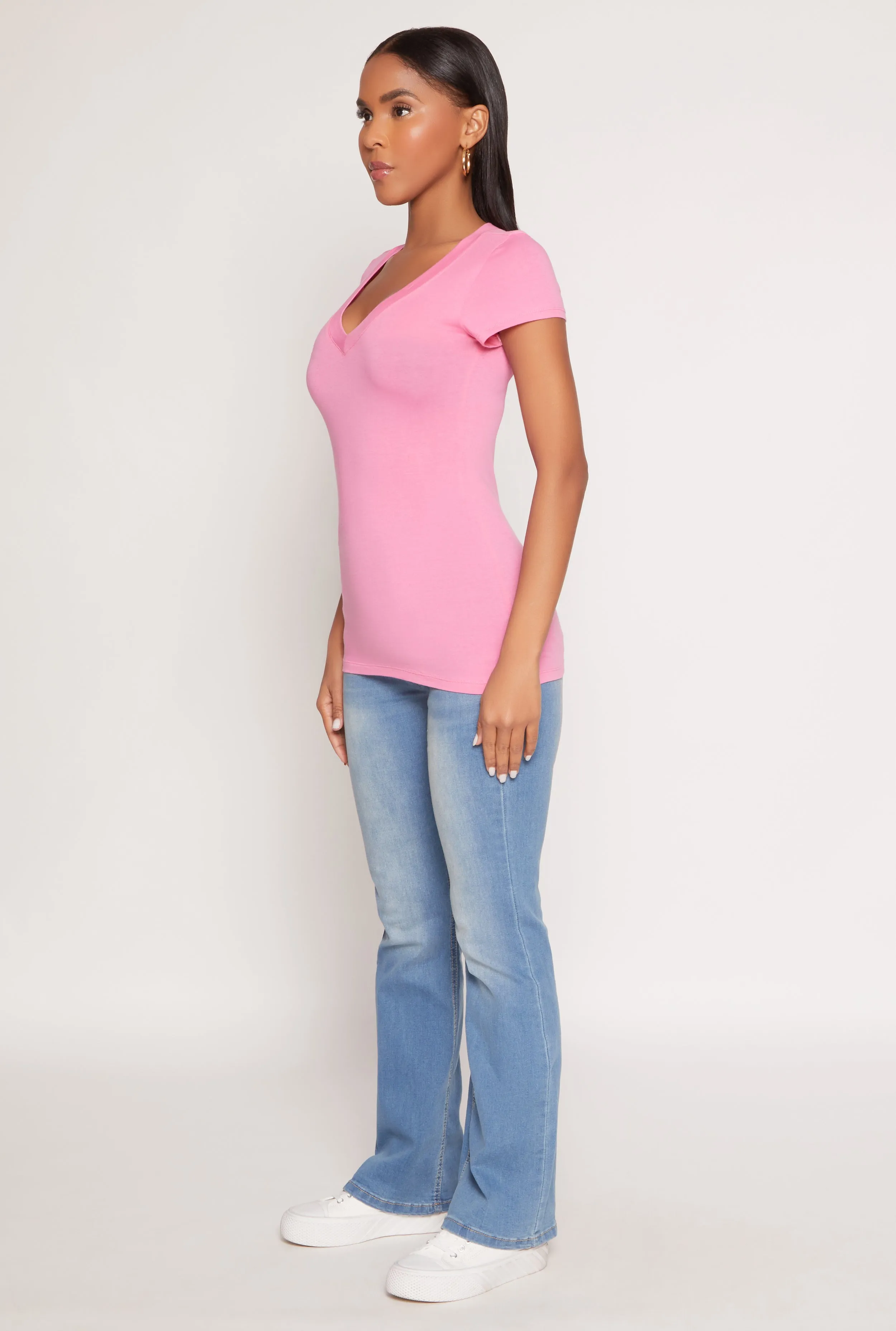 V Neck Short Sleeve T Shirt sold by Rainbow product image thumbnail 3