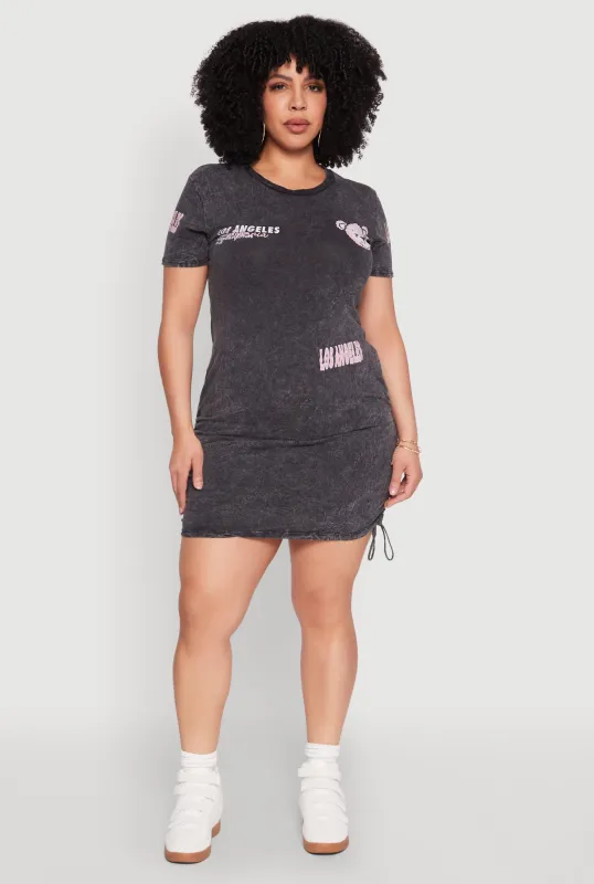 Plus Size Los Angeles California Bear Graphic T Shirt Dress sold by Rainbow