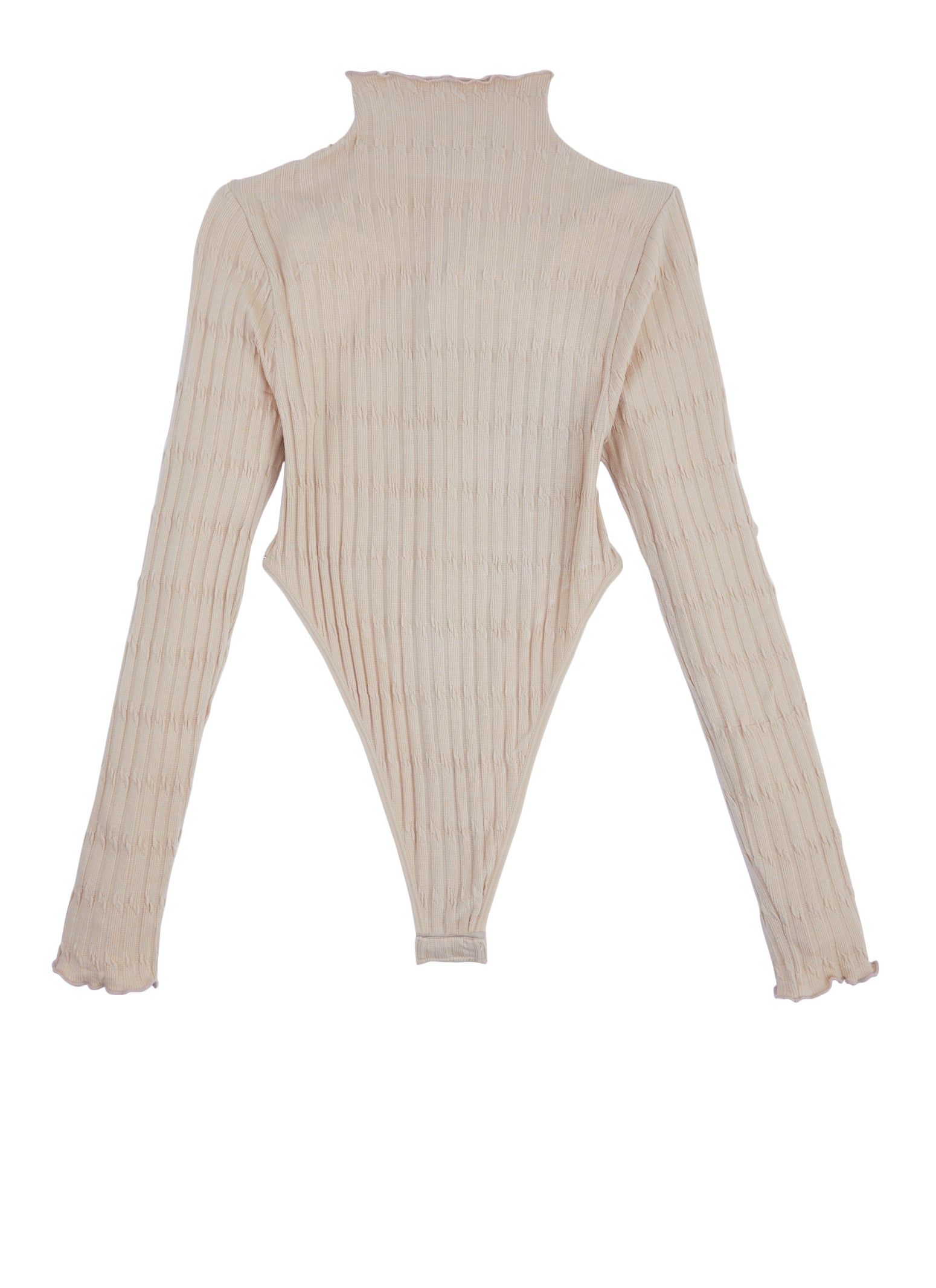 Rib Knit Lettuce Edge High Cut Bodysuit sold by Rainbow product image thumbnail 3