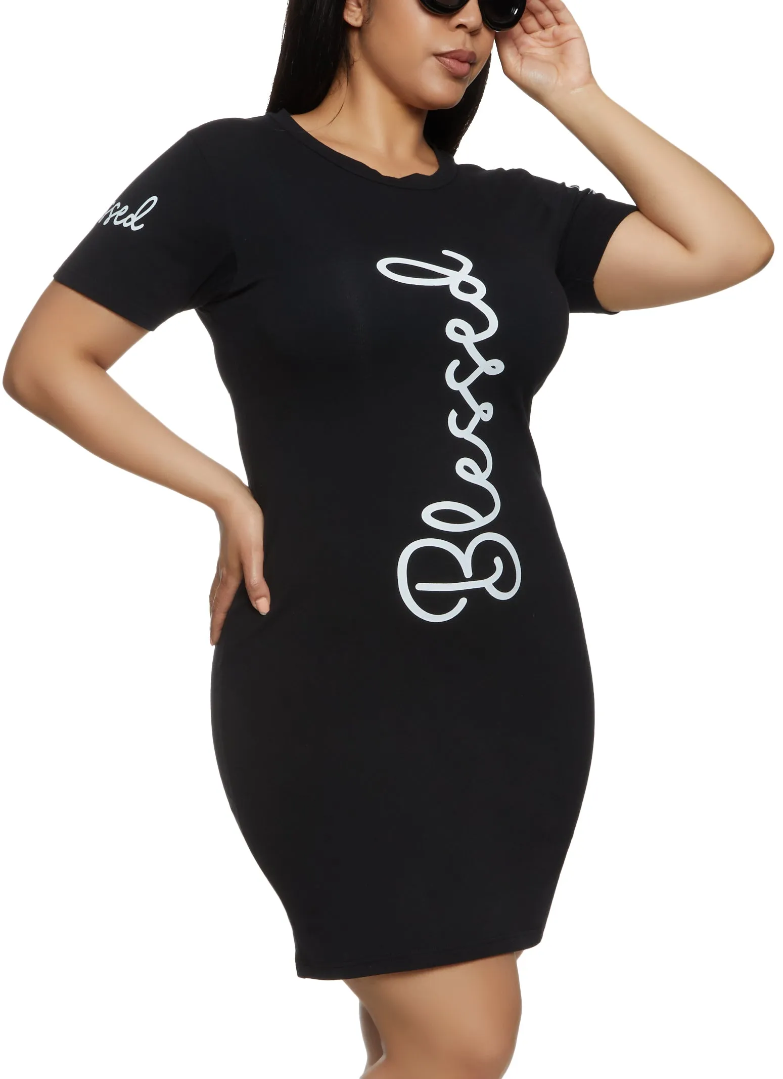 Plus Size Blessed Graphic T Shirt Dress sold by Rainbow