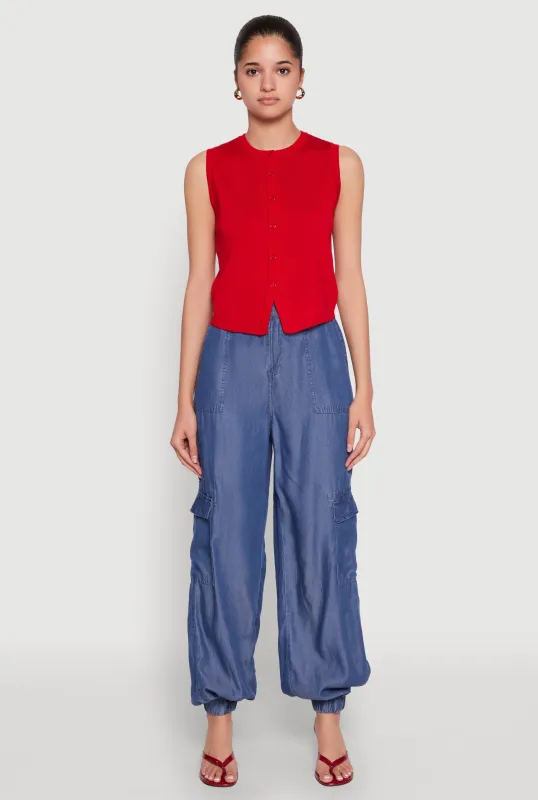 Chambray High Waisted Cargo Joggers sold by Rainbow