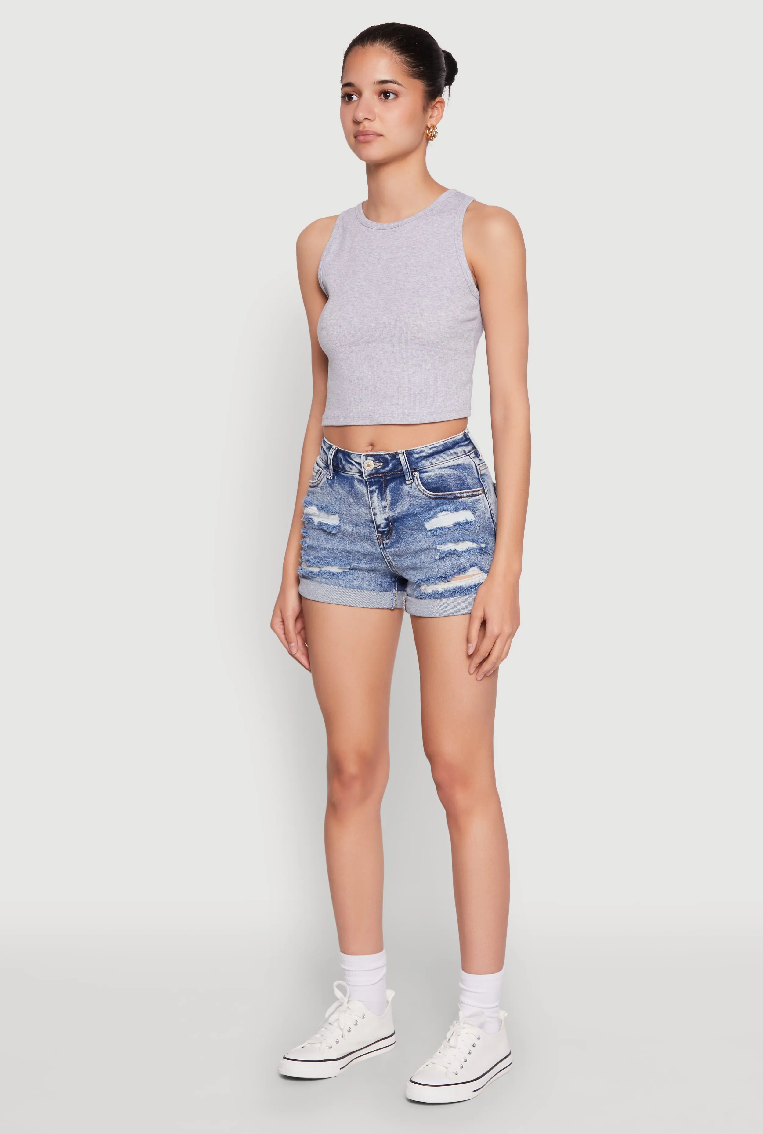 WAX Distressed Fixed Cuff Denim Shorts sold by Rainbow product image thumbnail 3