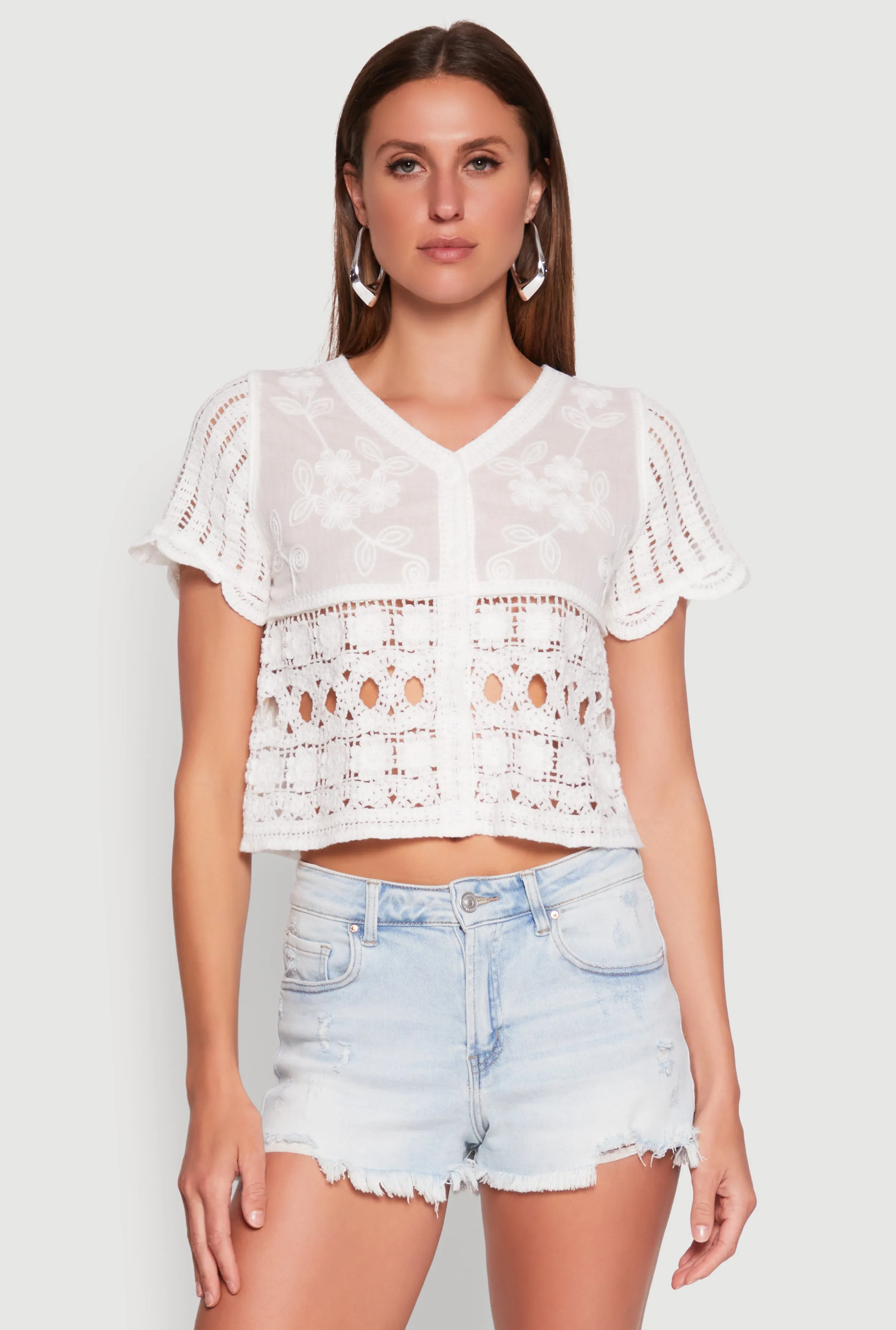 Floral Crochet Button Front Top sold by Rainbow product image thumbnail 2