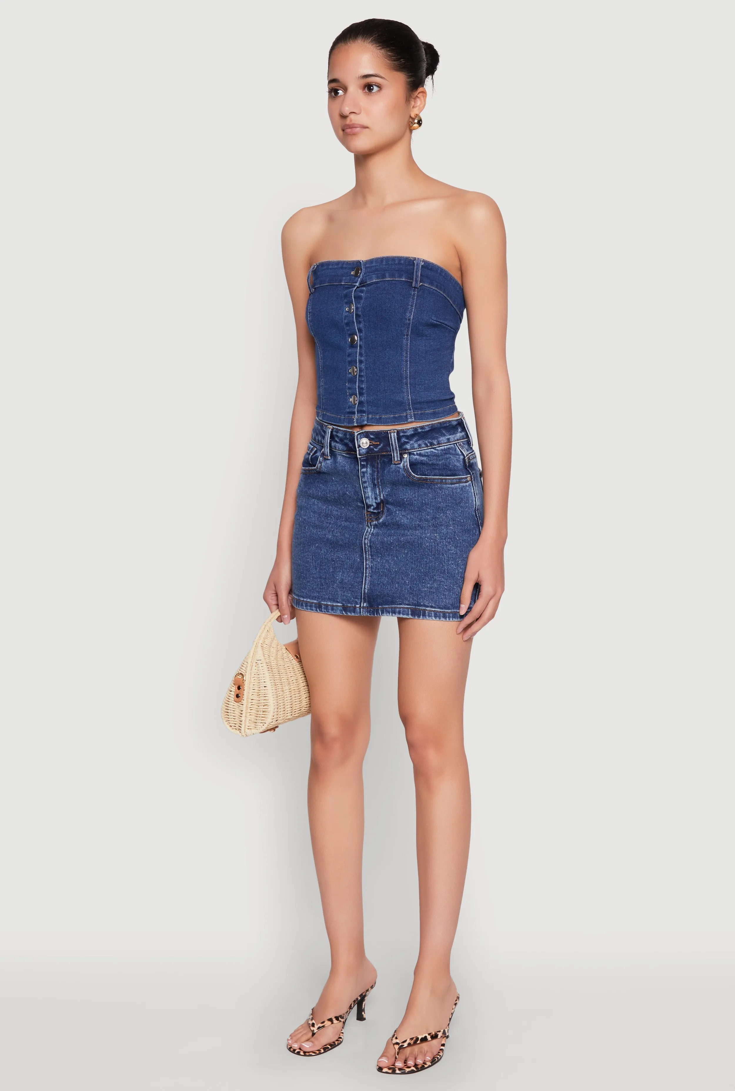 Haute Monde Button Front Denim Tube Top sold by Rainbow product image thumbnail 5