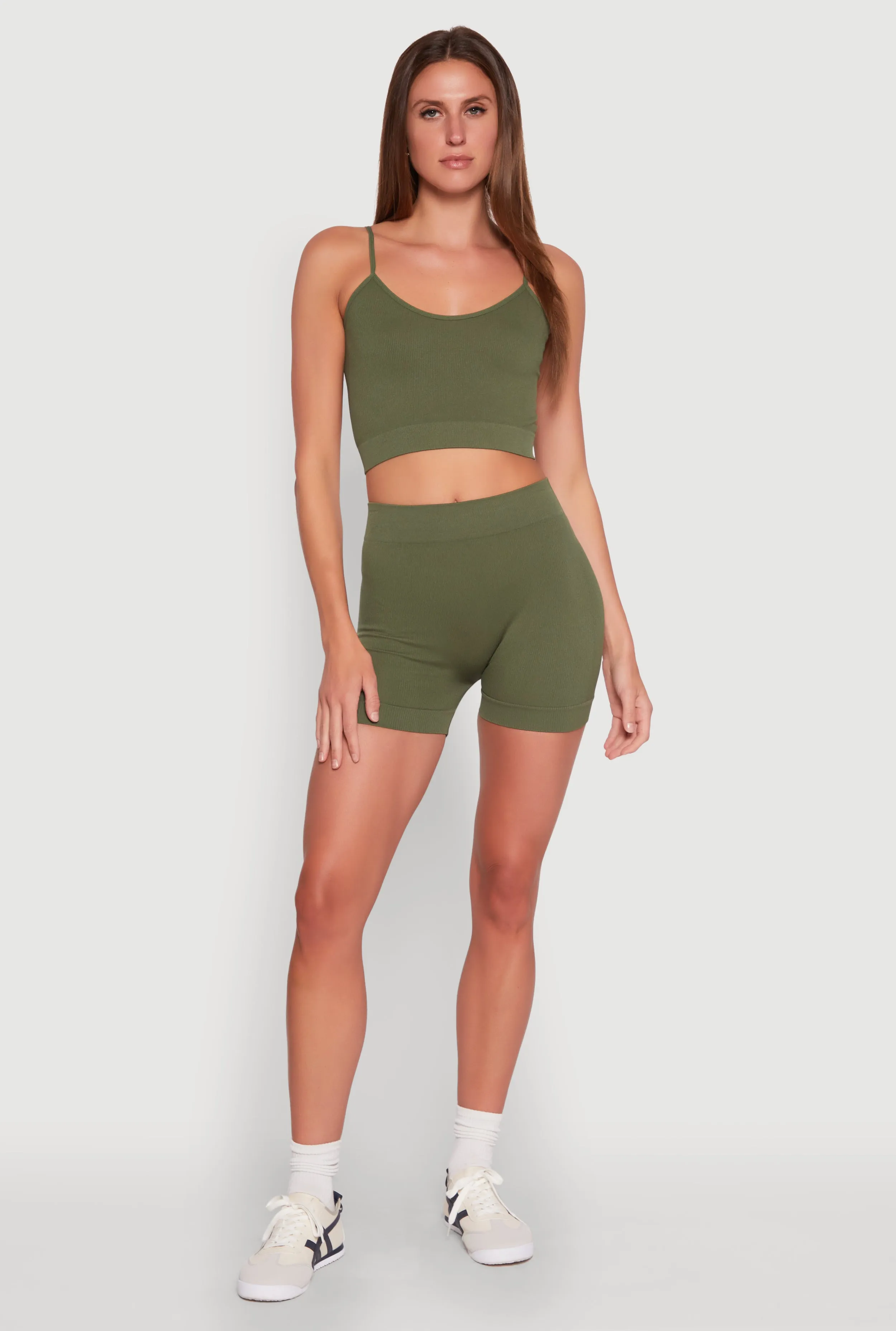 Seamless Cropped Cami and Biker Shorts Set sold by Rainbow