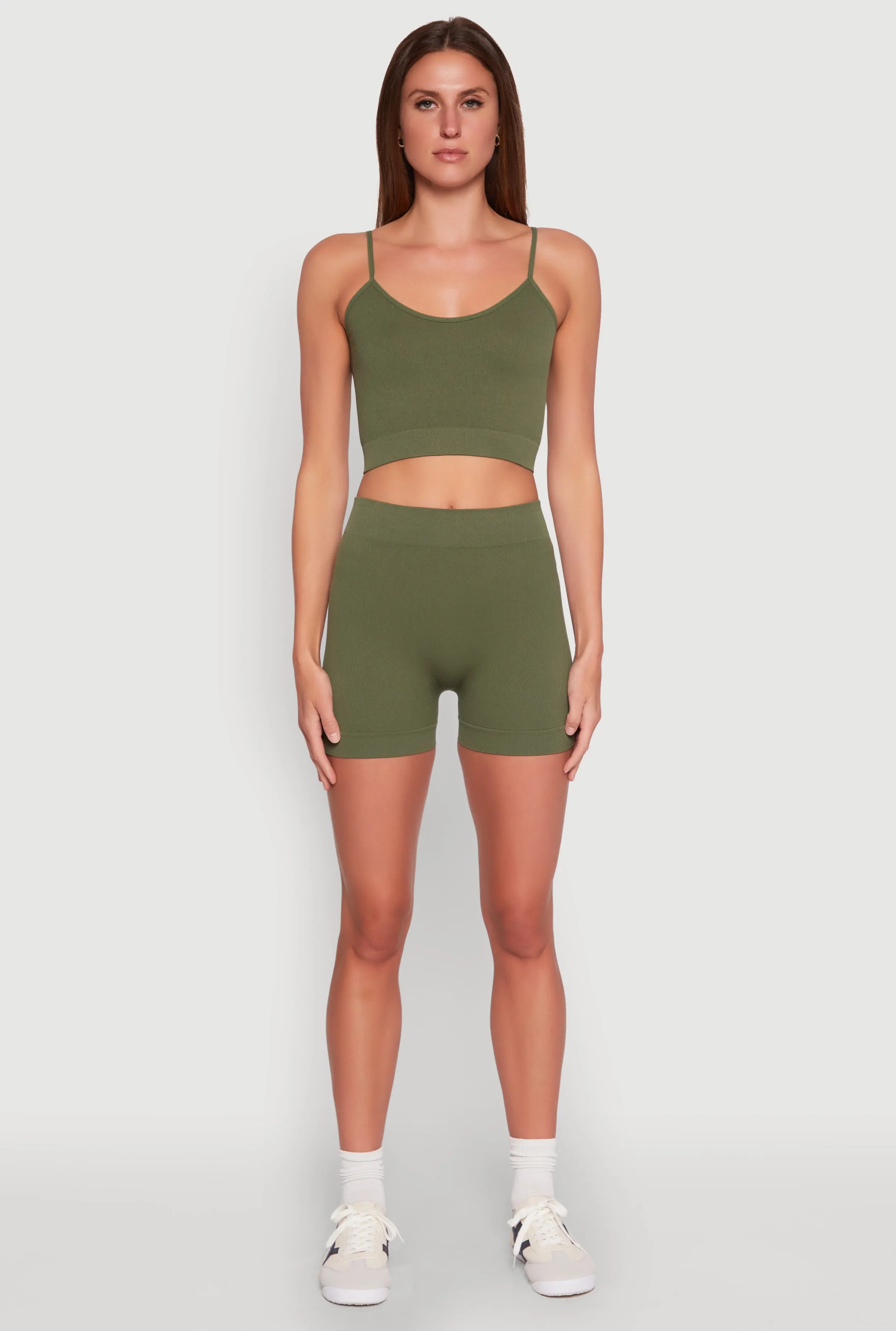 Seamless Cropped Cami and Biker Shorts Set sold by Rainbow product image thumbnail 2