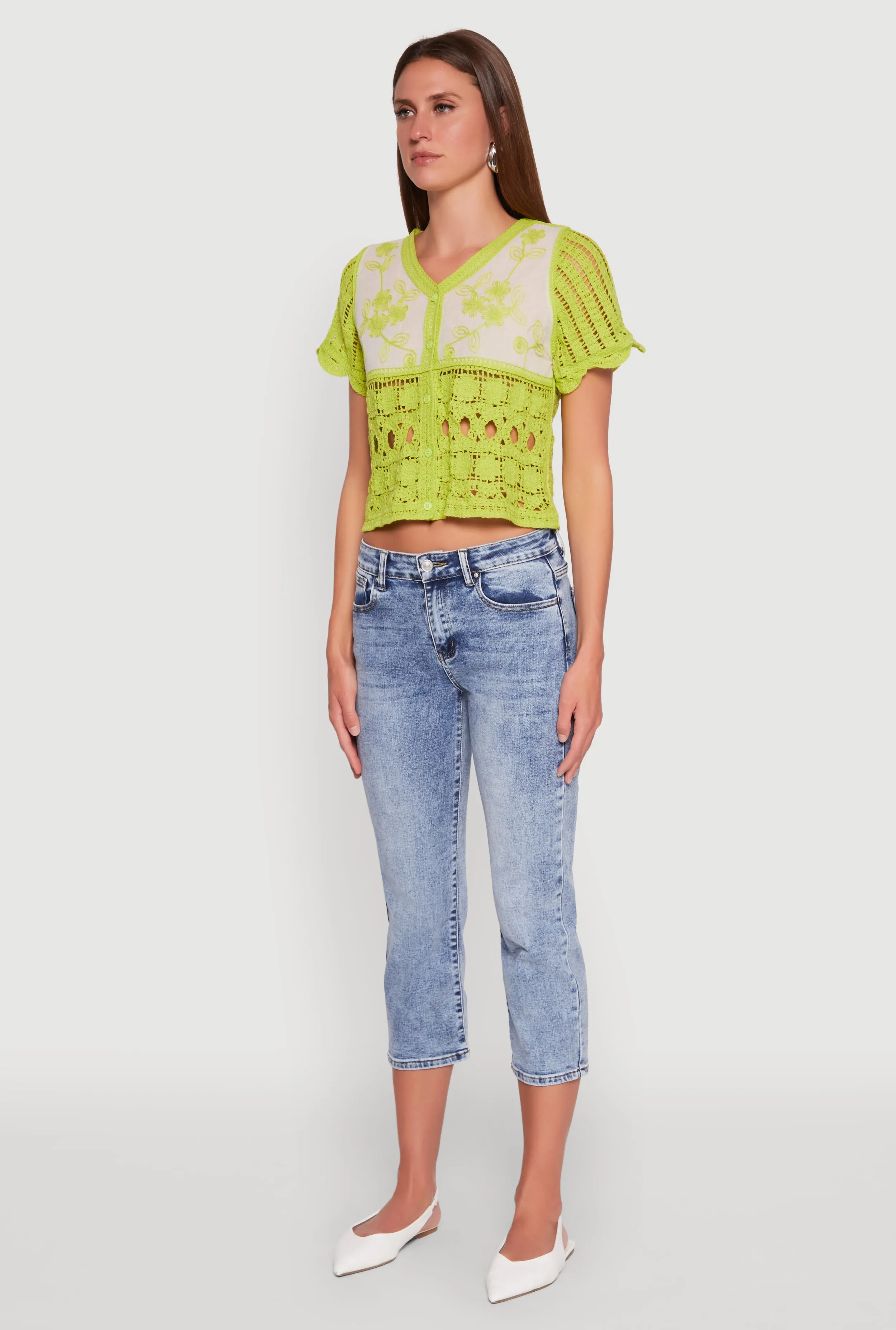 Floral Crochet Button Front Top sold by Rainbow product image thumbnail 5