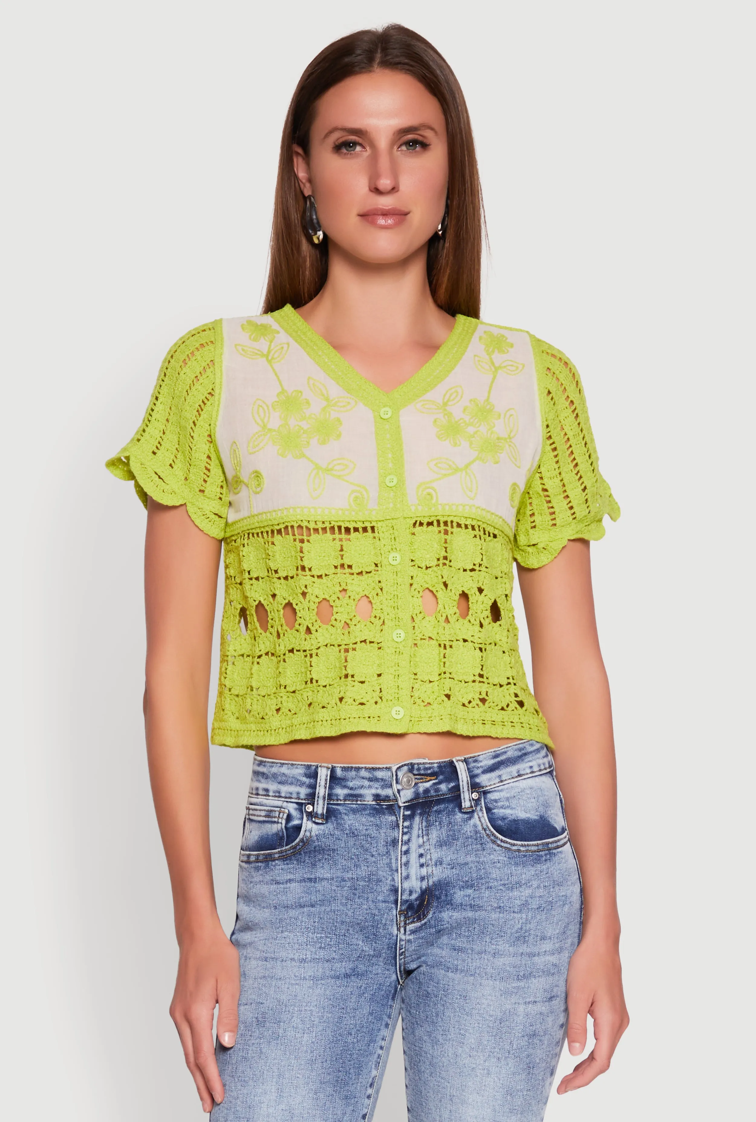 Floral Crochet Button Front Top sold by Rainbow product image thumbnail 2