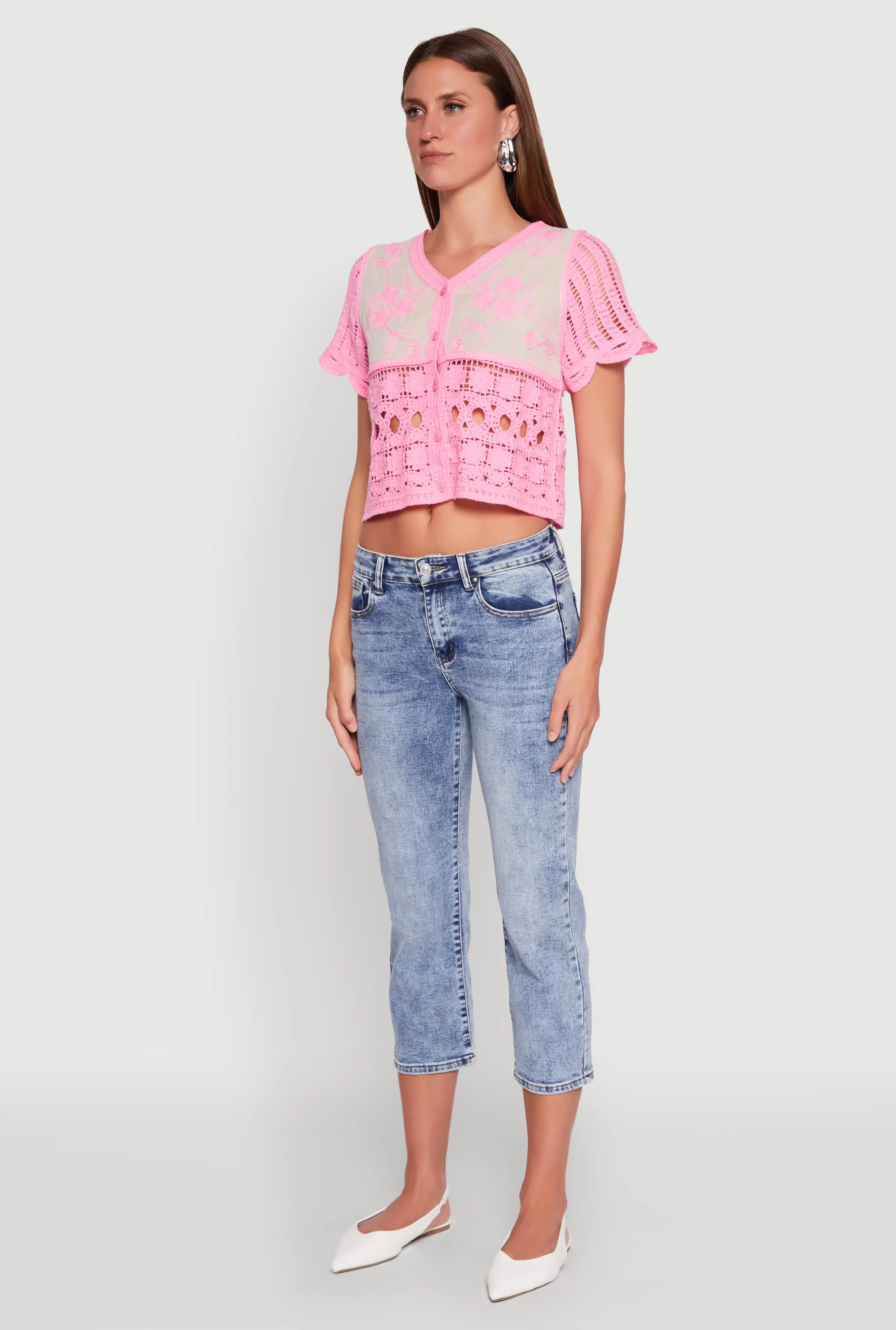 Floral Crochet Button Front Top sold by Rainbow product image thumbnail 5