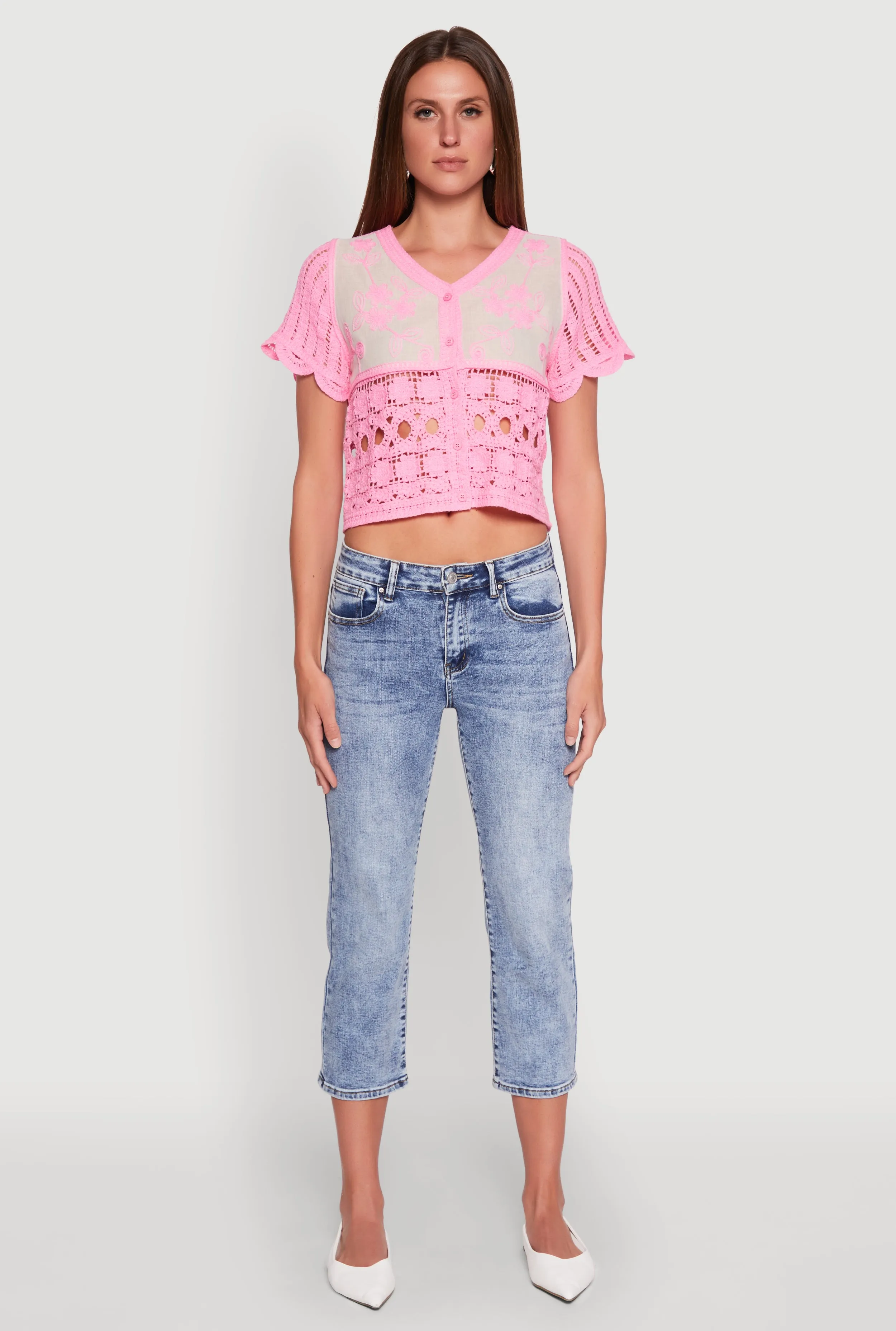 Floral Crochet Button Front Top sold by Rainbow product image thumbnail 3