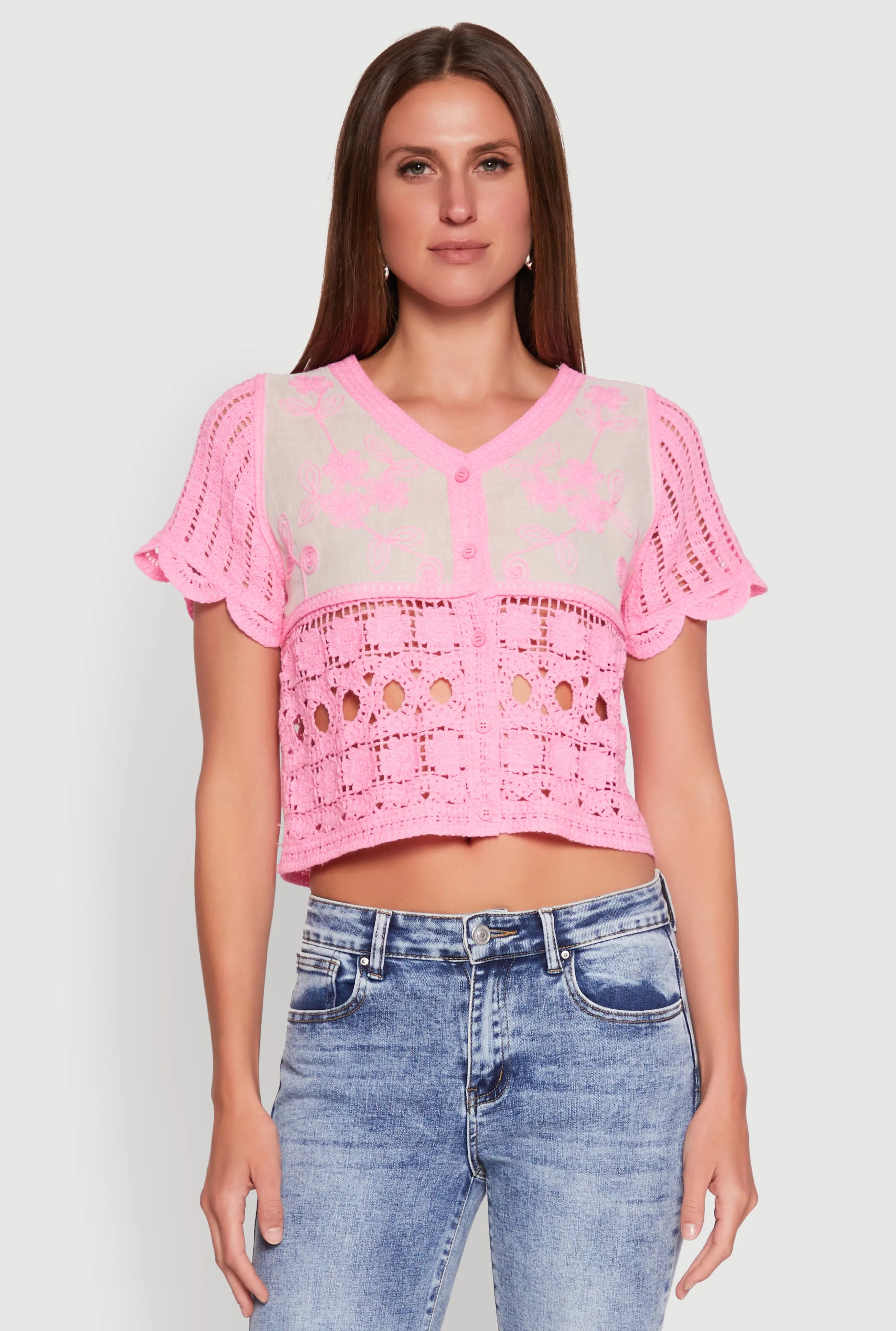 Floral Crochet Button Front Top sold by Rainbow product image thumbnail 2