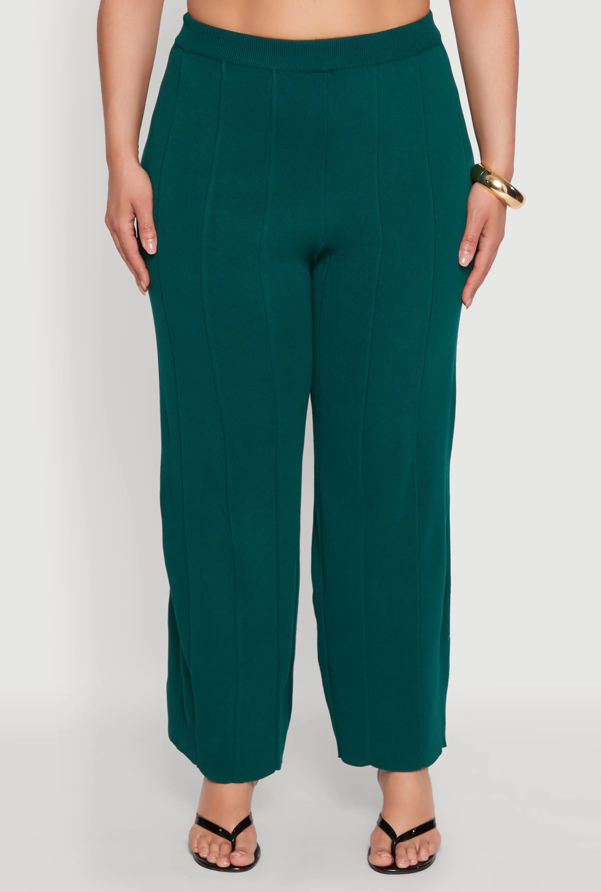 Plus Size Daisy Knitted Pintuck Wide Leg Pants sold by Rainbow product image thumbnail 3