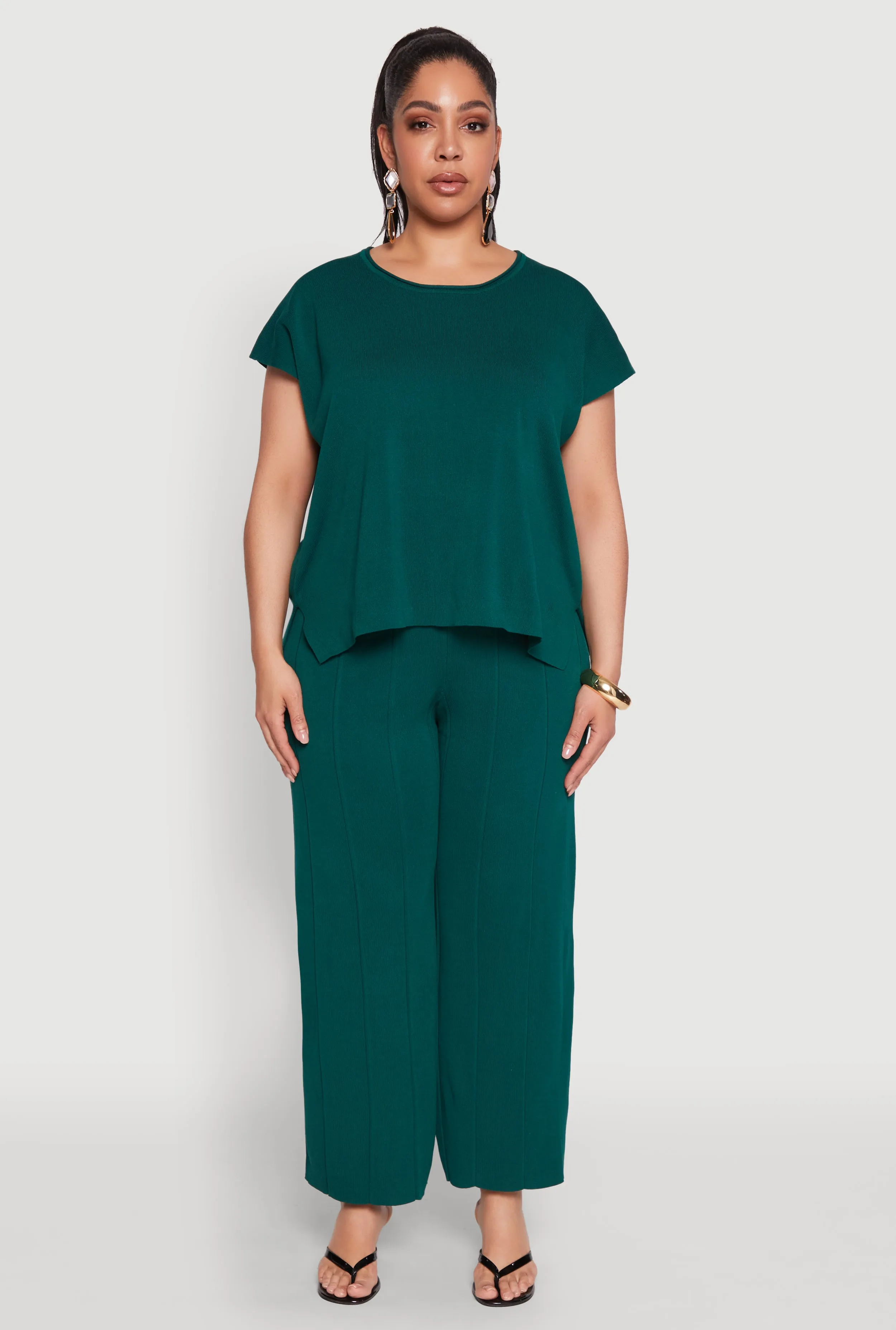 Plus Size Daisy Knitted Pintuck Wide Leg Pants sold by Rainbow product image thumbnail 2