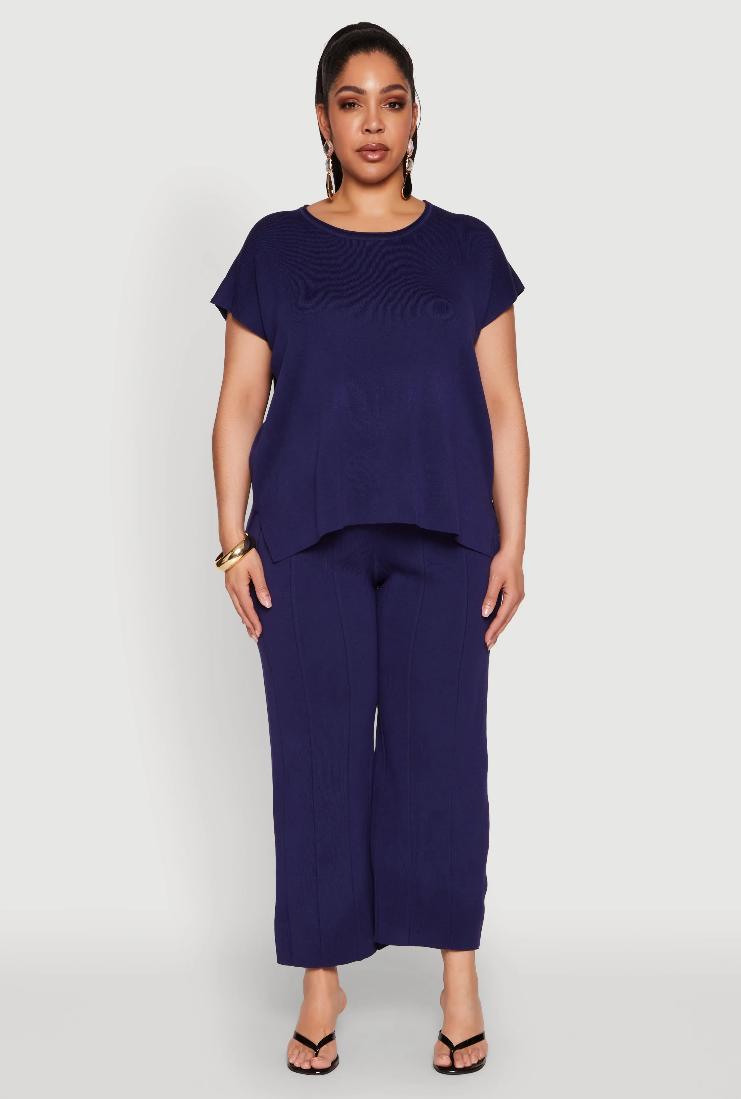 Plus Size Daisy Knitted Pintuck Wide Leg Pants sold by Rainbow product image thumbnail 2