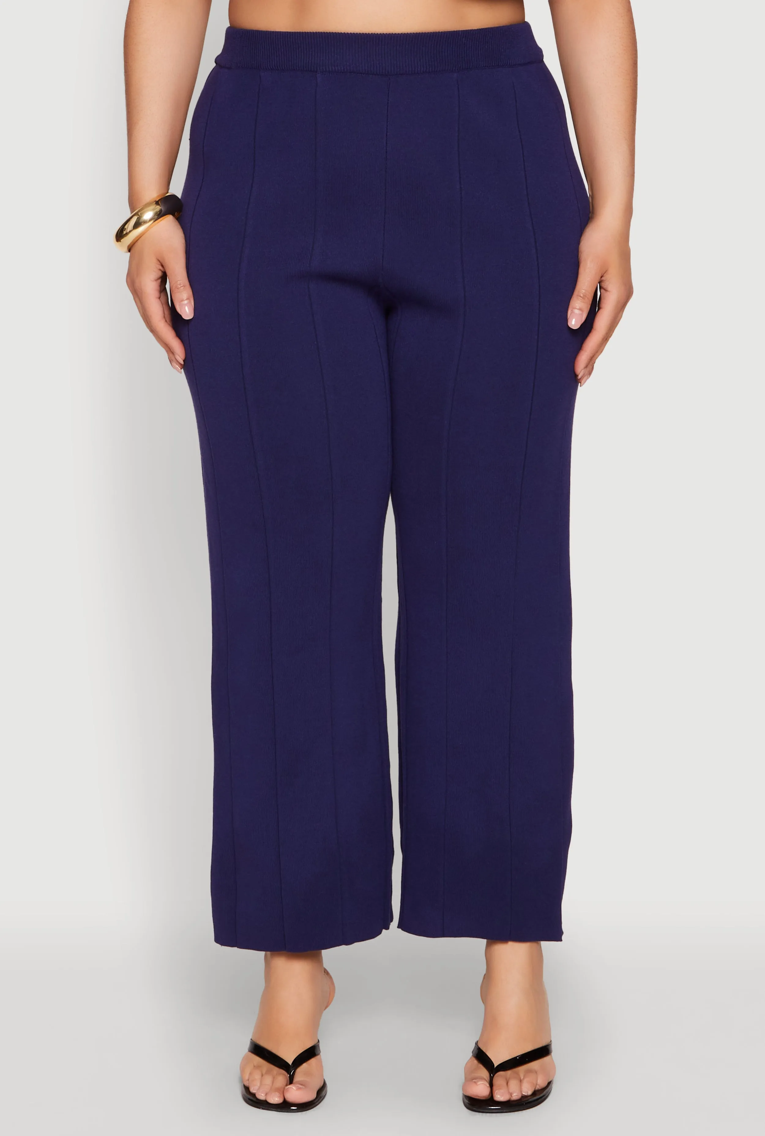 Plus Size Daisy Knitted Pintuck Wide Leg Pants sold by Rainbow product image thumbnail 3