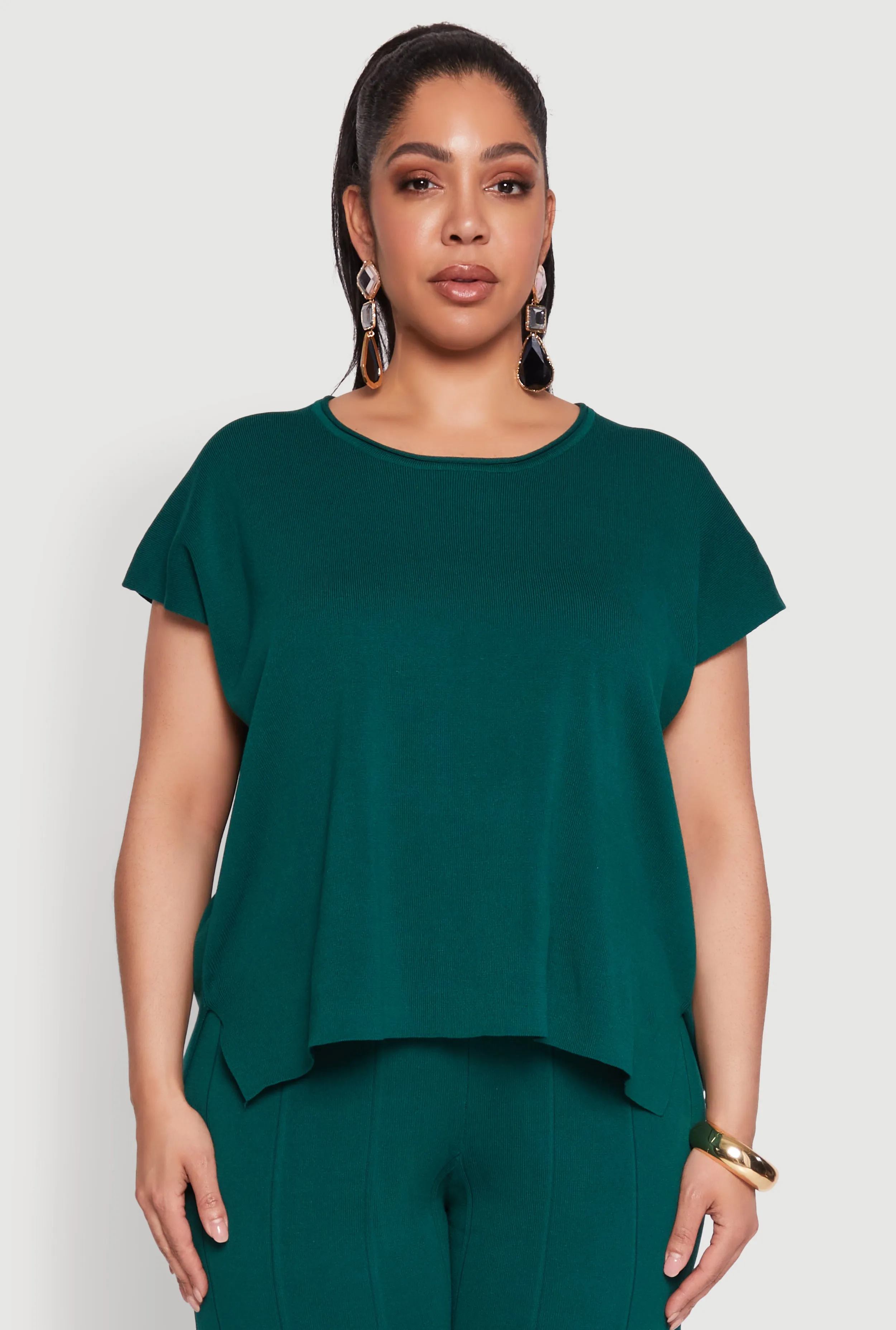 Plus Size Daisy Knitted Crew Neck Top sold by Rainbow