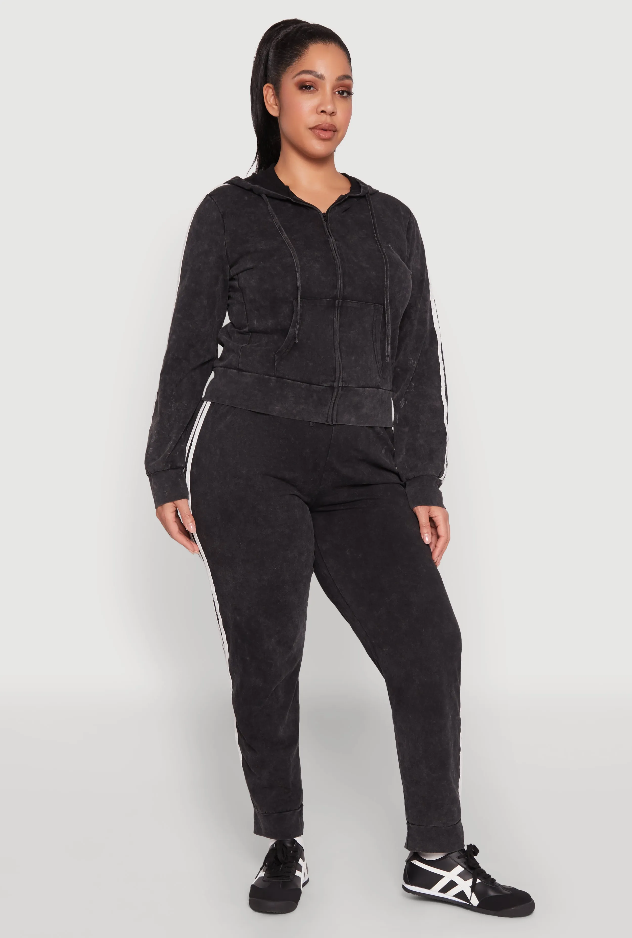 Plus Size Daisy Varsity Stripe Drawstring Joggers sold by Rainbow