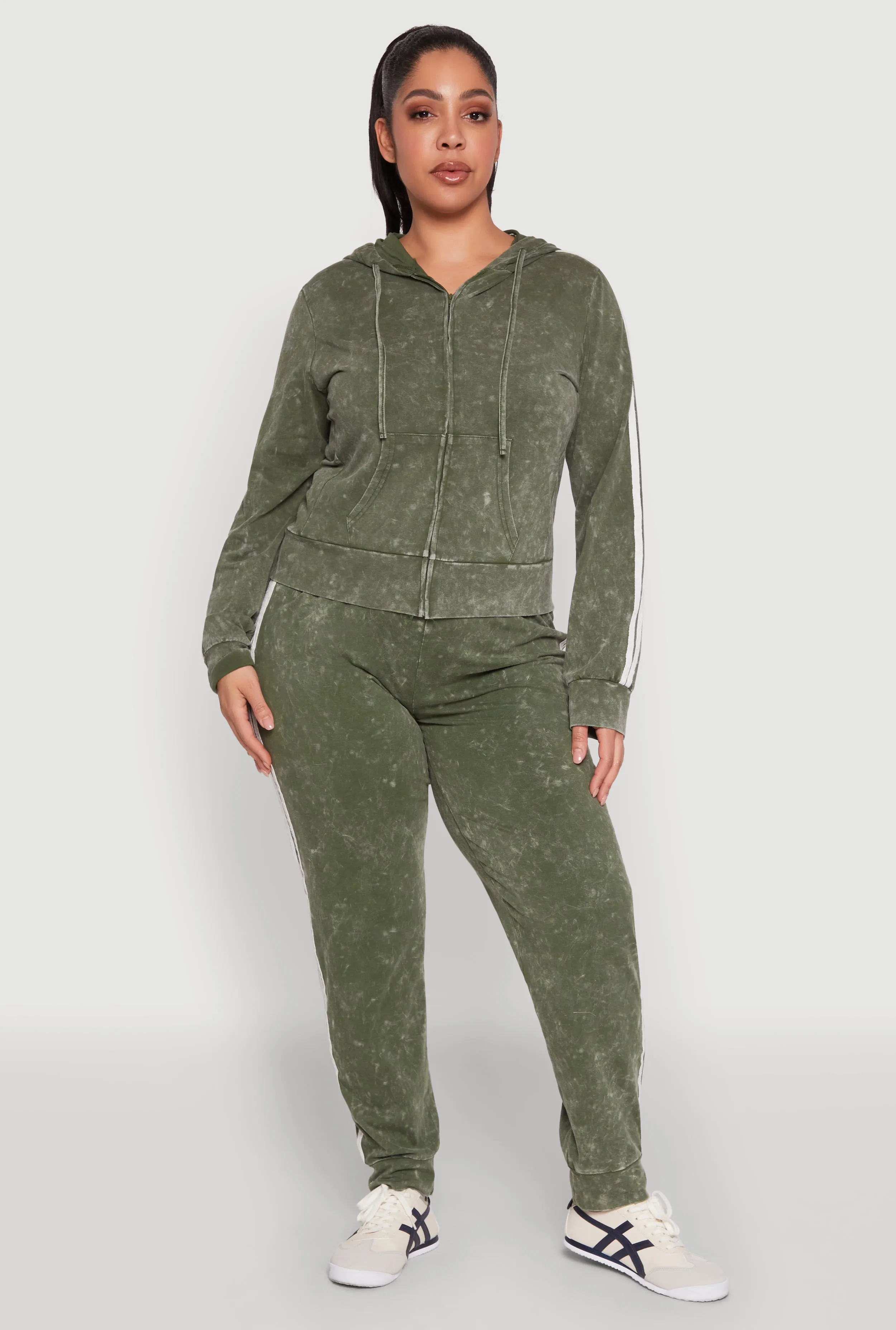 Plus Size Daisy Varsity Stripe Drawstring Joggers sold by Rainbow