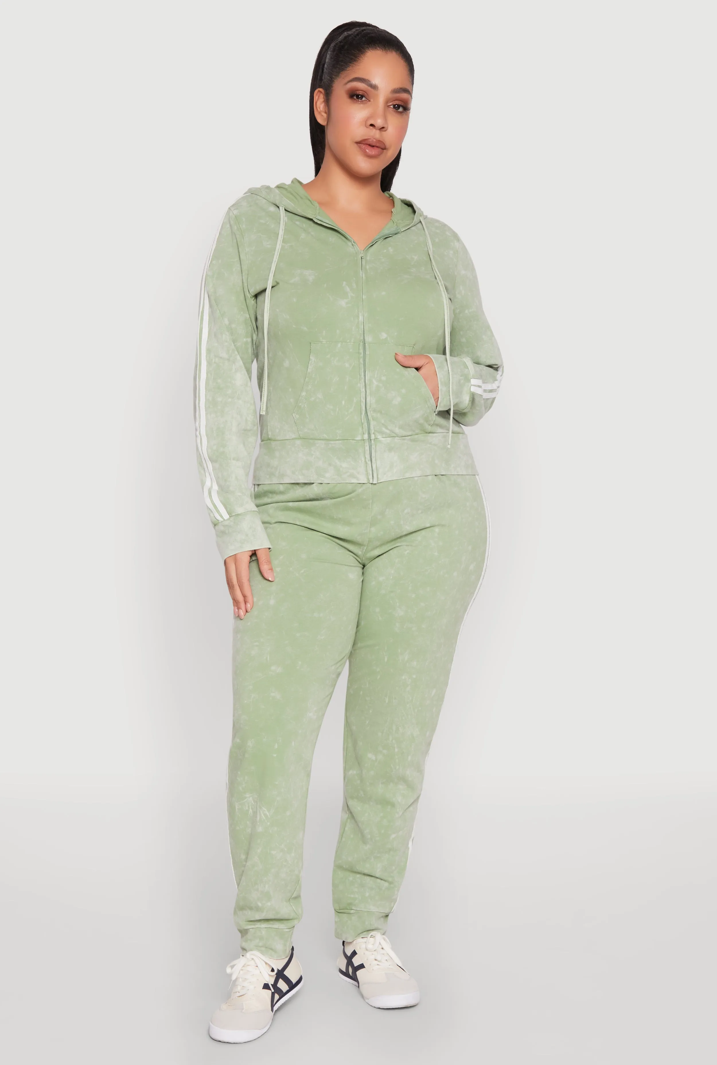 Plus Size Daisy Varsity Stripe Drawstring Joggers sold by Rainbow