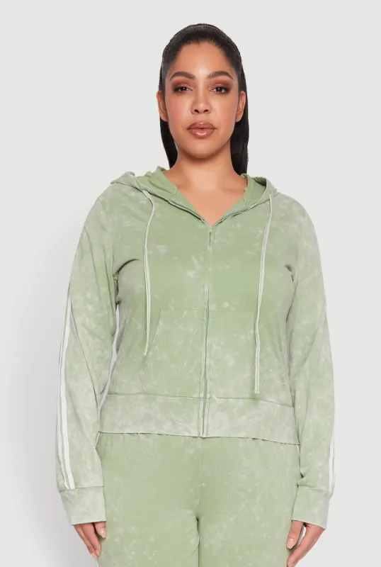 Plus Size Daisy Varsity Stripe Zip Front Hoodie sold by Rainbow