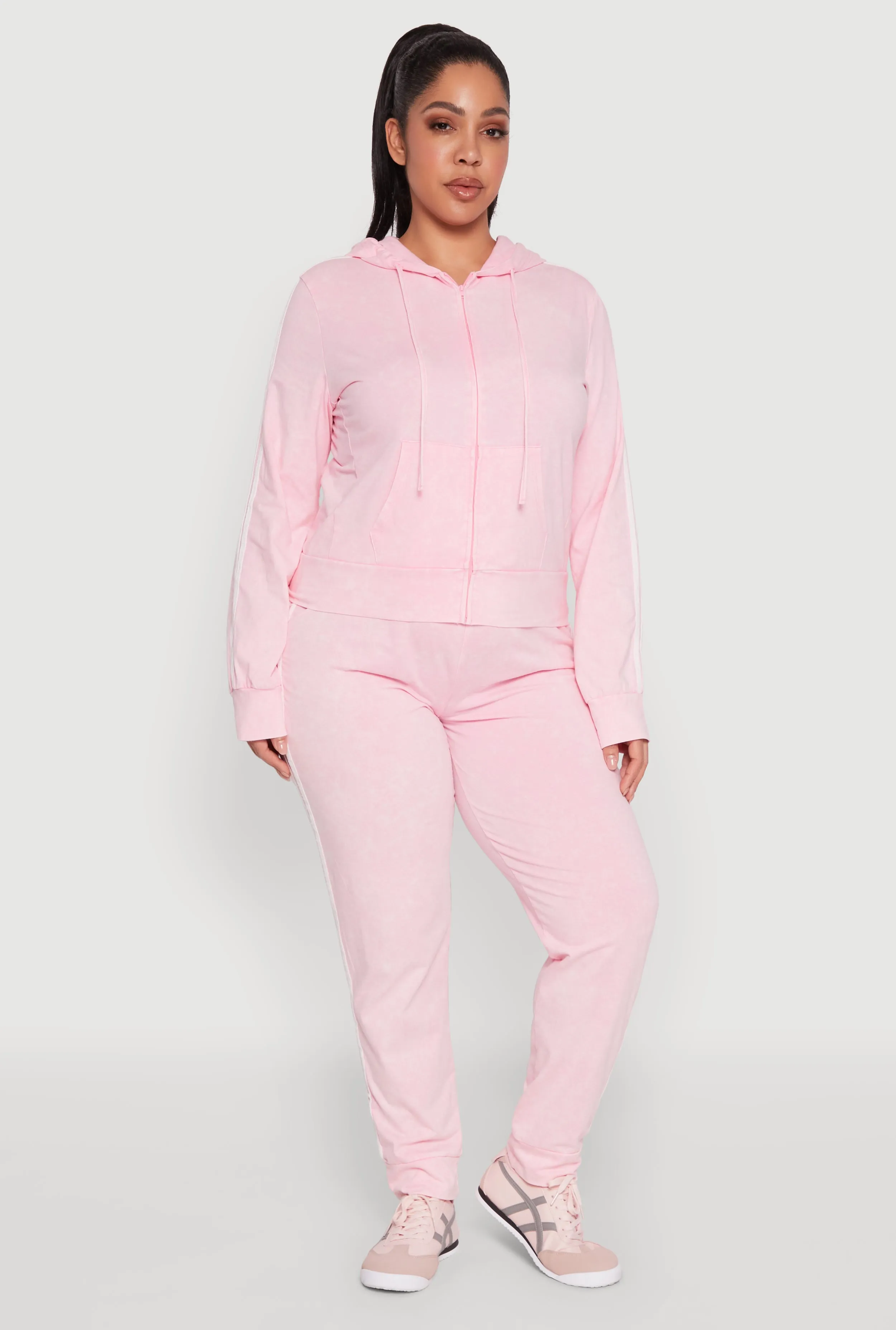 Plus Size Daisy Varsity Stripe Drawstring Joggers sold by Rainbow