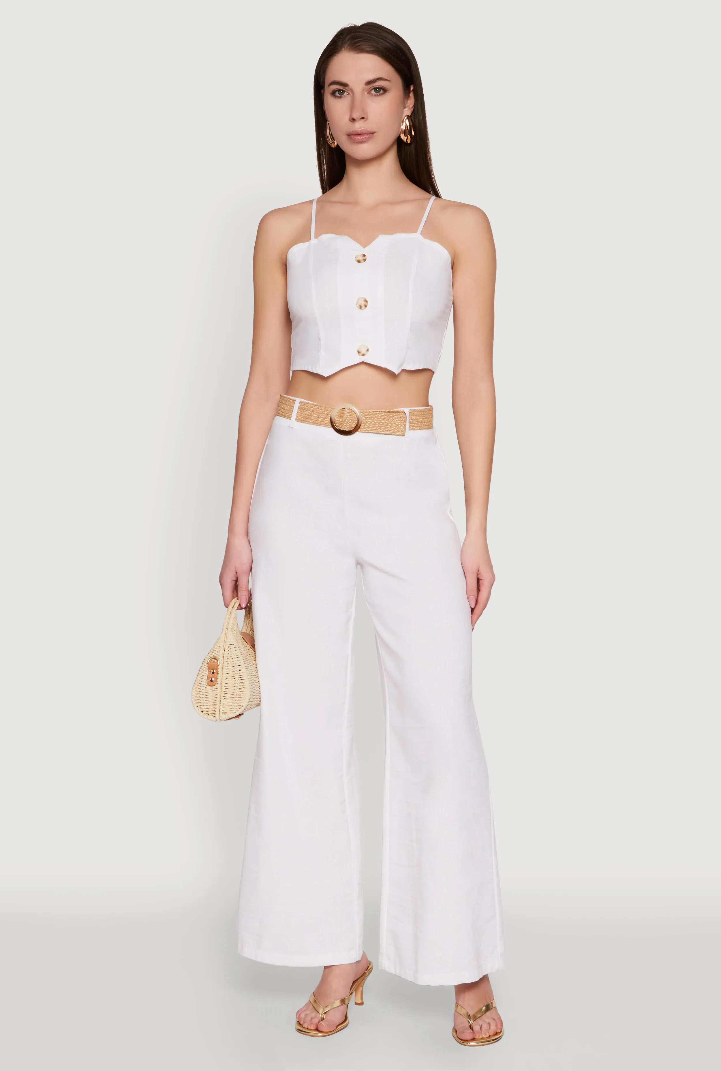 Button Detail Smocked Crop Top sold by Rainbow product image thumbnail 2