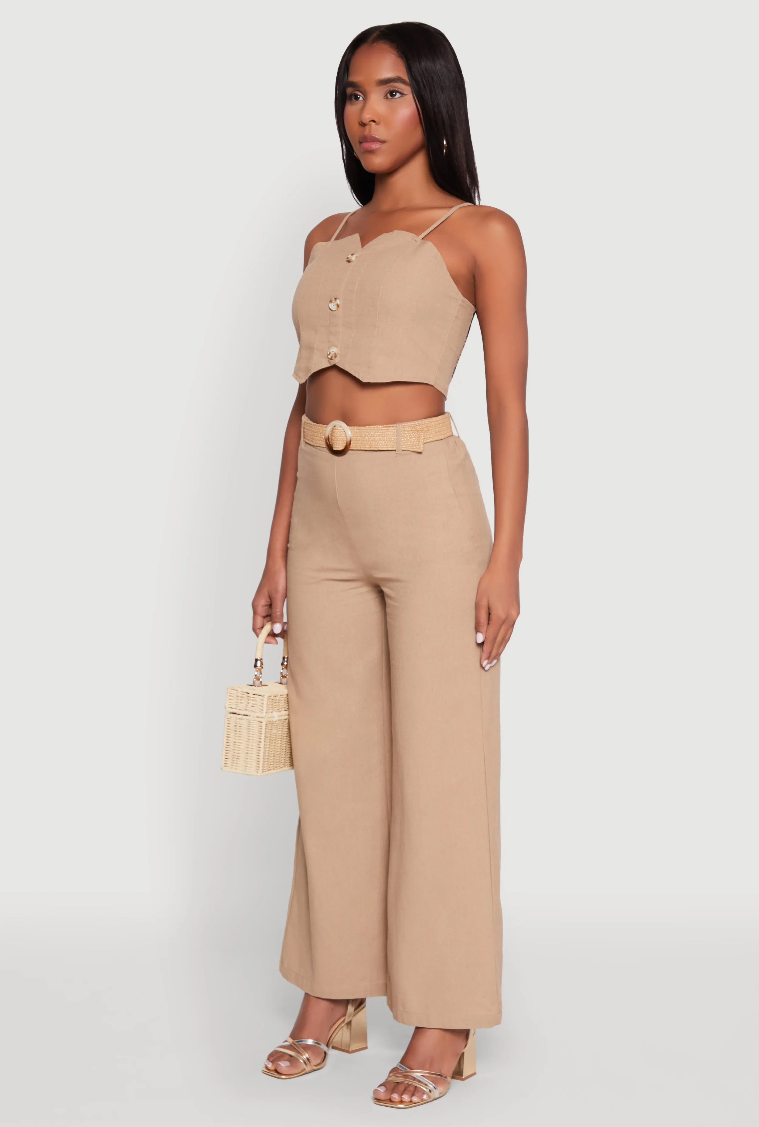 Button Detail Smocked Crop Top sold by Rainbow product image thumbnail 5