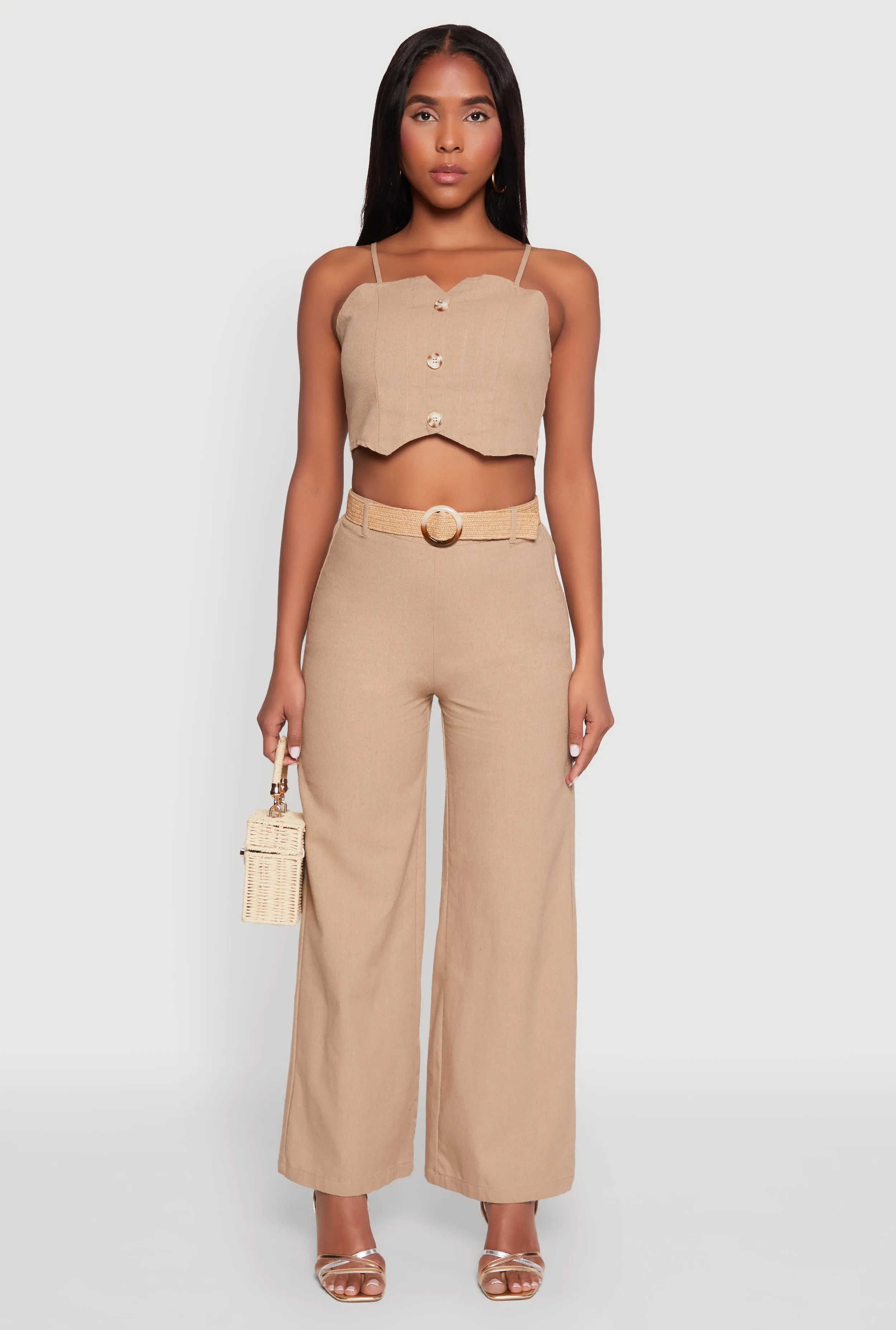 Button Detail Smocked Crop Top sold by Rainbow product image thumbnail 3