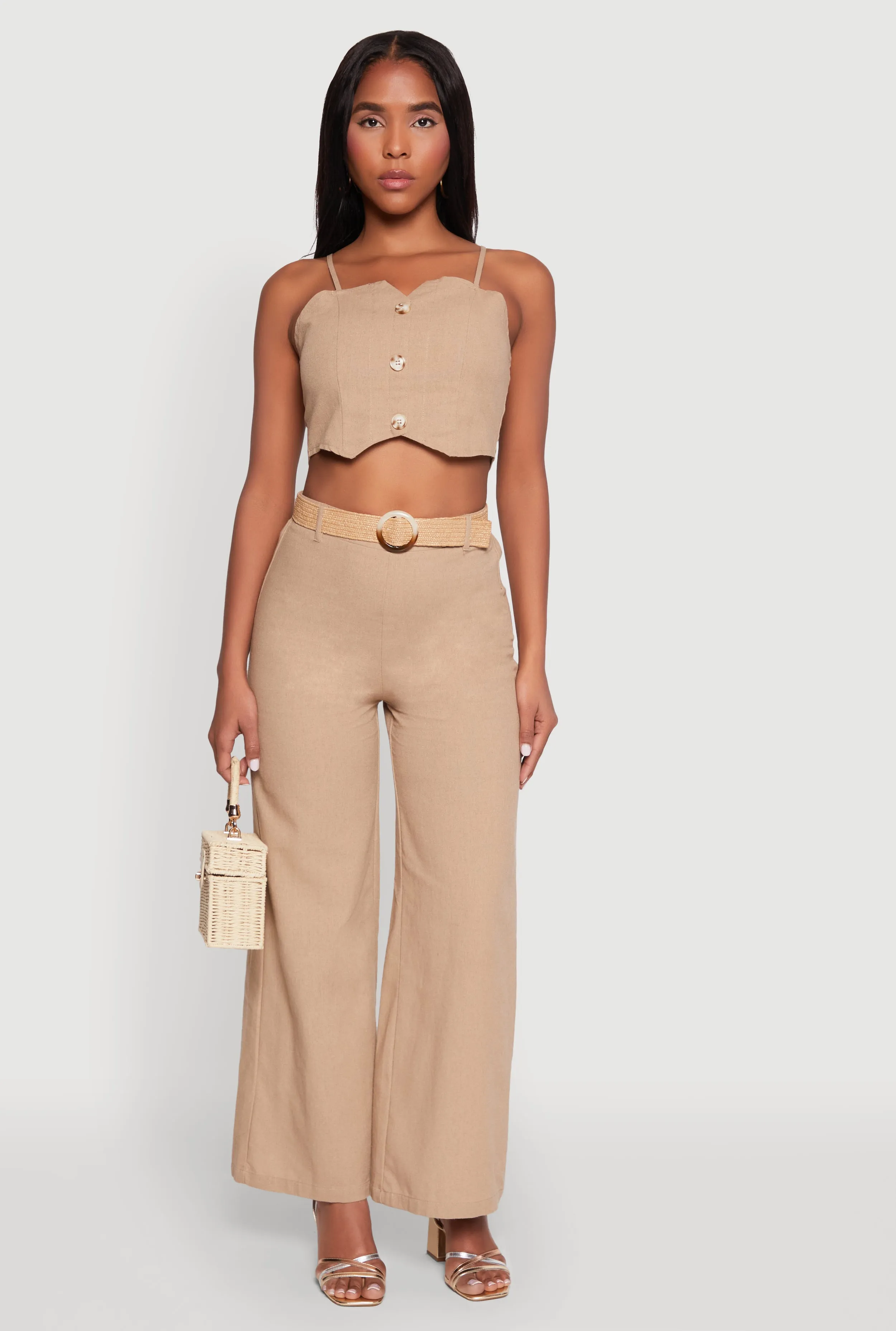 Button Detail Smocked Crop Top sold by Rainbow product image thumbnail 2