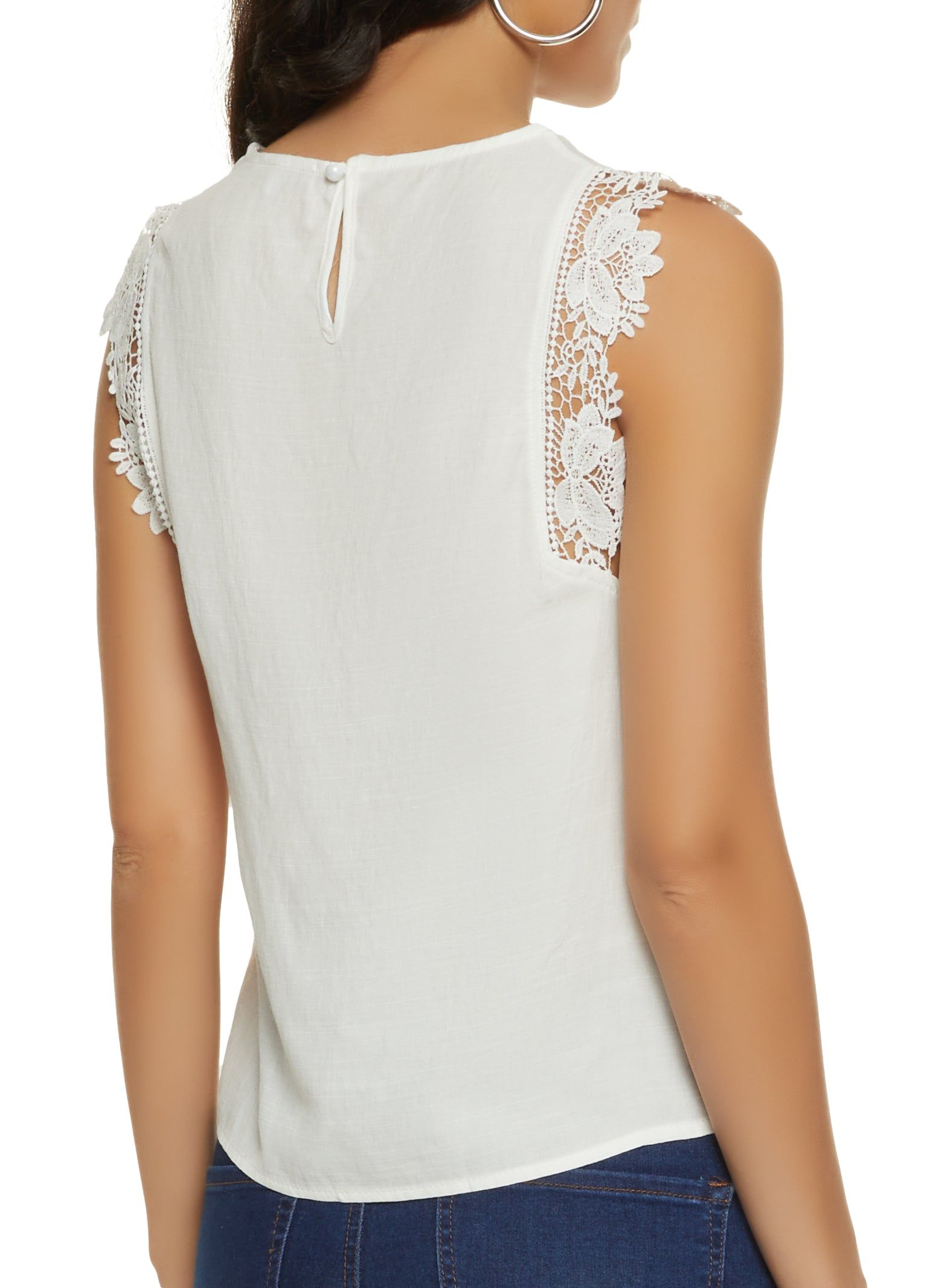 Sleeveless Floral Crochet Trim Blouse sold by Rainbow product image thumbnail 2