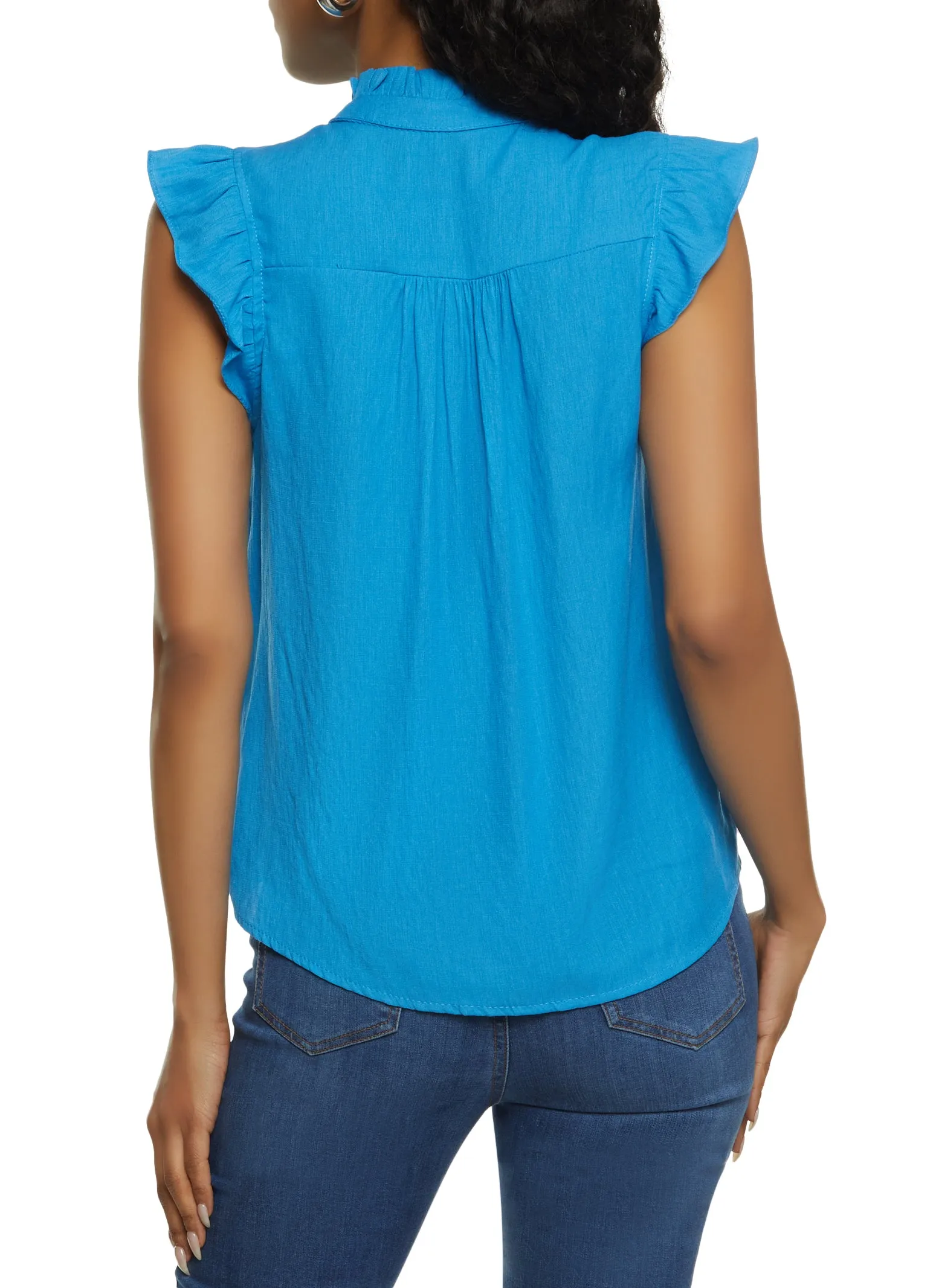 Gauze Knit Pleated Trim Button Front Shirt sold by Rainbow product image thumbnail 2