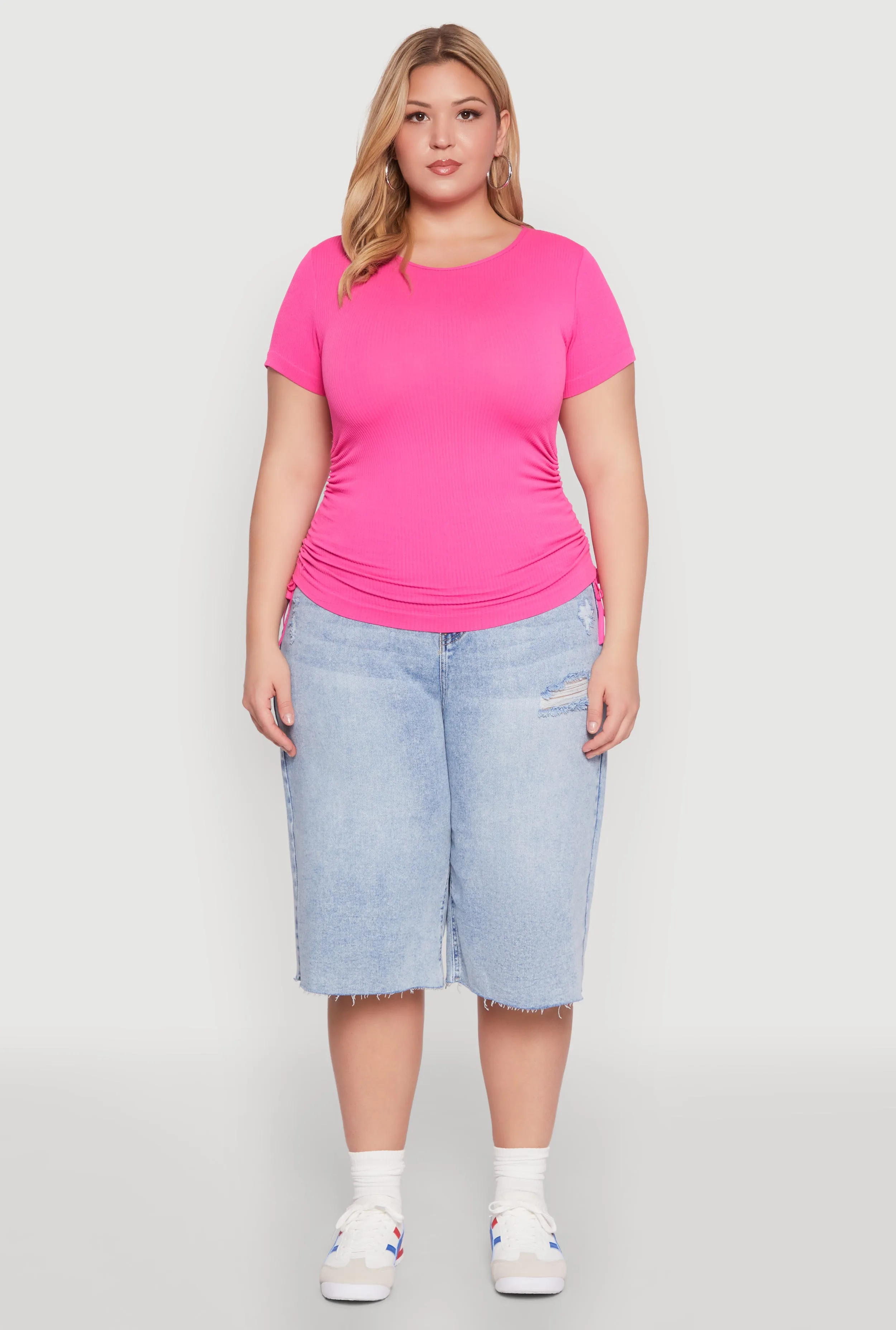Plus Size Seamless Rib Knit Tee sold by Rainbow