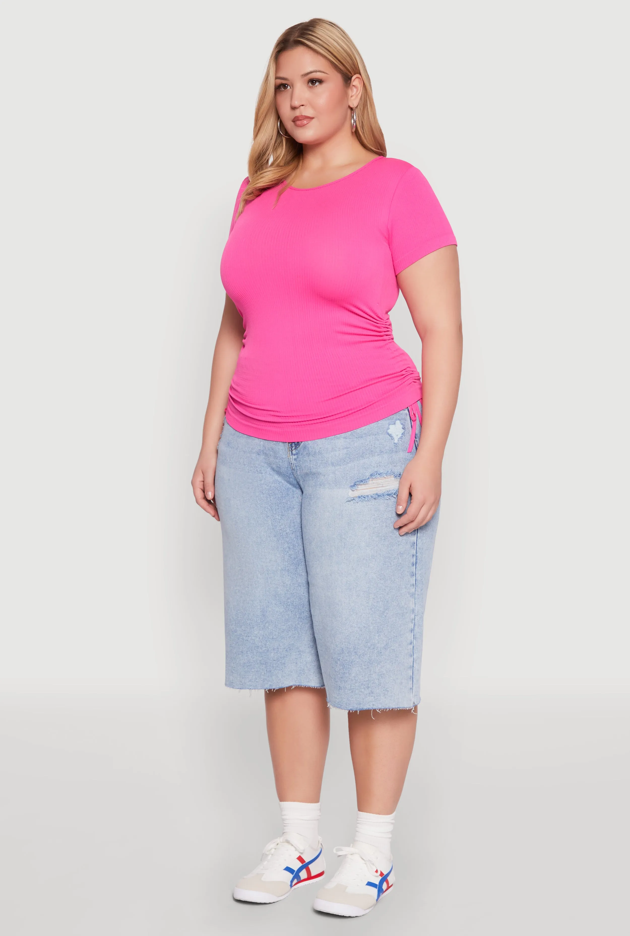 Plus Size Seamless Rib Knit Tee sold by Rainbow product image thumbnail 5