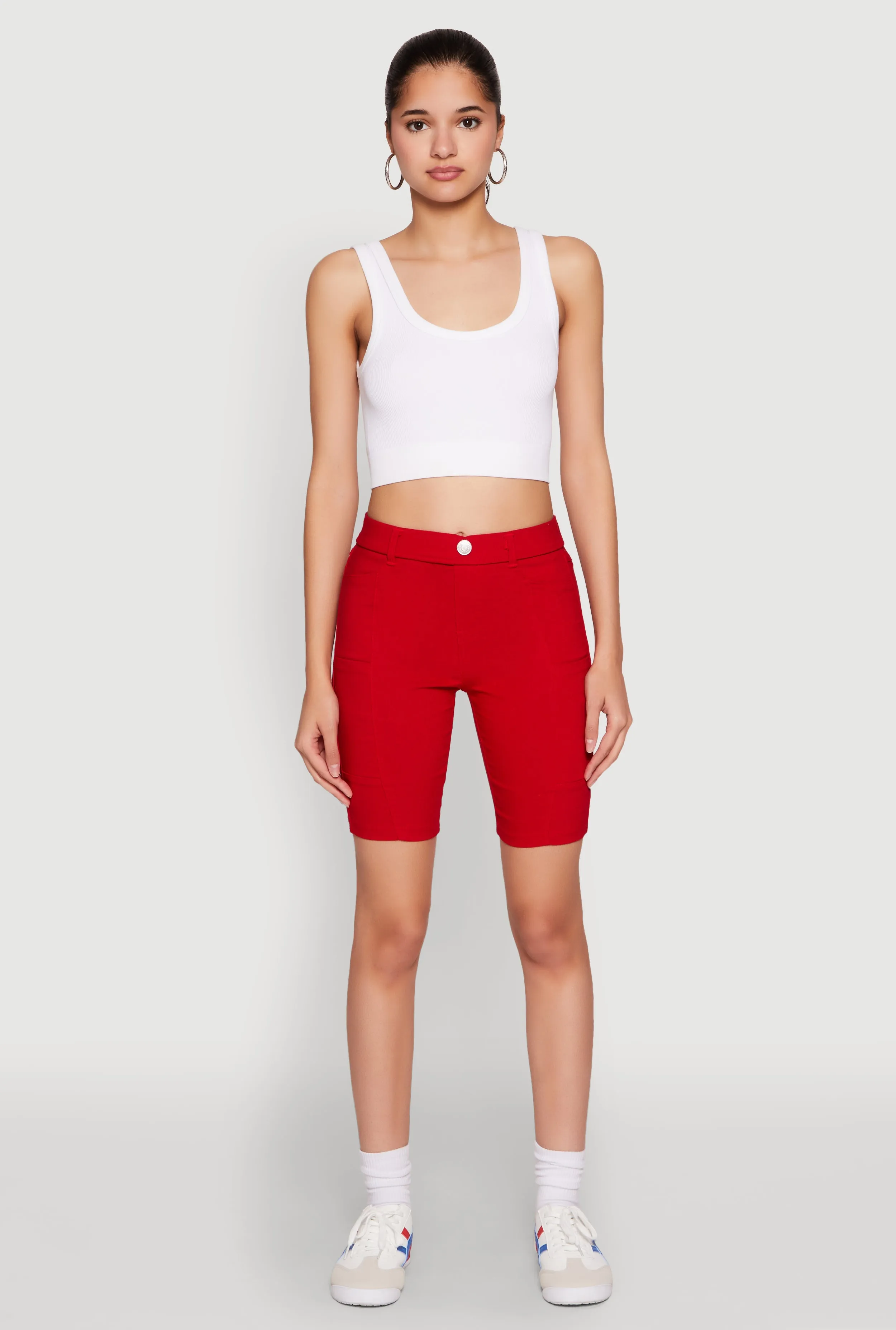 Hyper Stretch Pintuck Bermuda Shorts sold by Rainbow